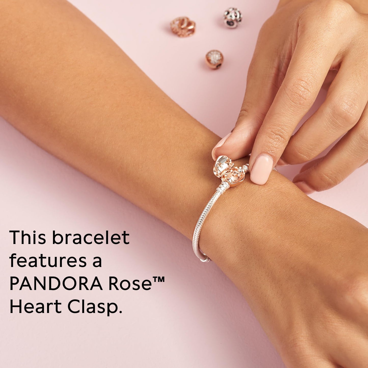PANDORA Heart Clasp Snake Chain Bracelet - Heart Clasp - Romantic Jewelry for Her with Gift Box - Compatible Moments Charms