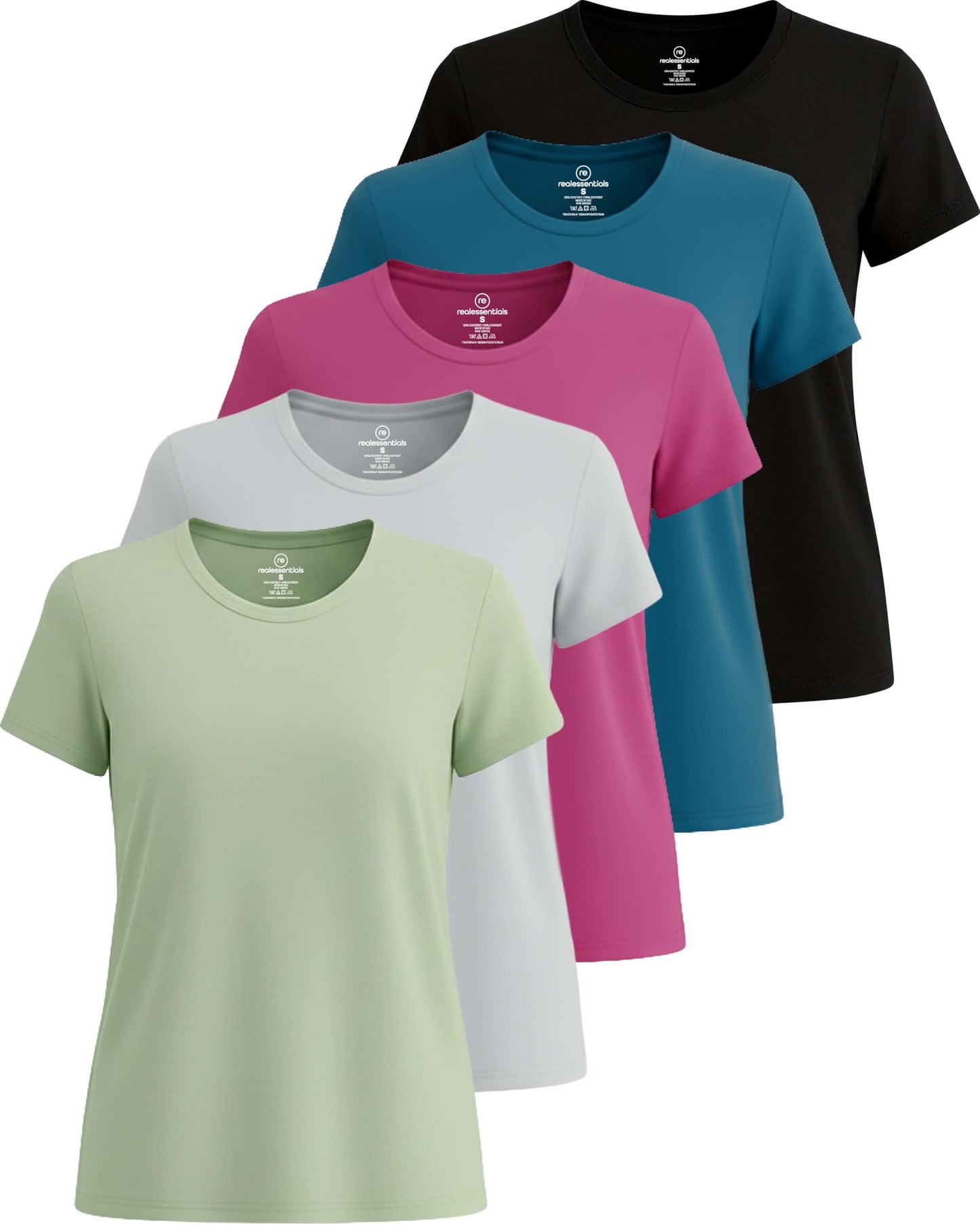5 Pack Women's Dry Fit Workout Tops Crew Neck T Shirts Athletic Gym Tees