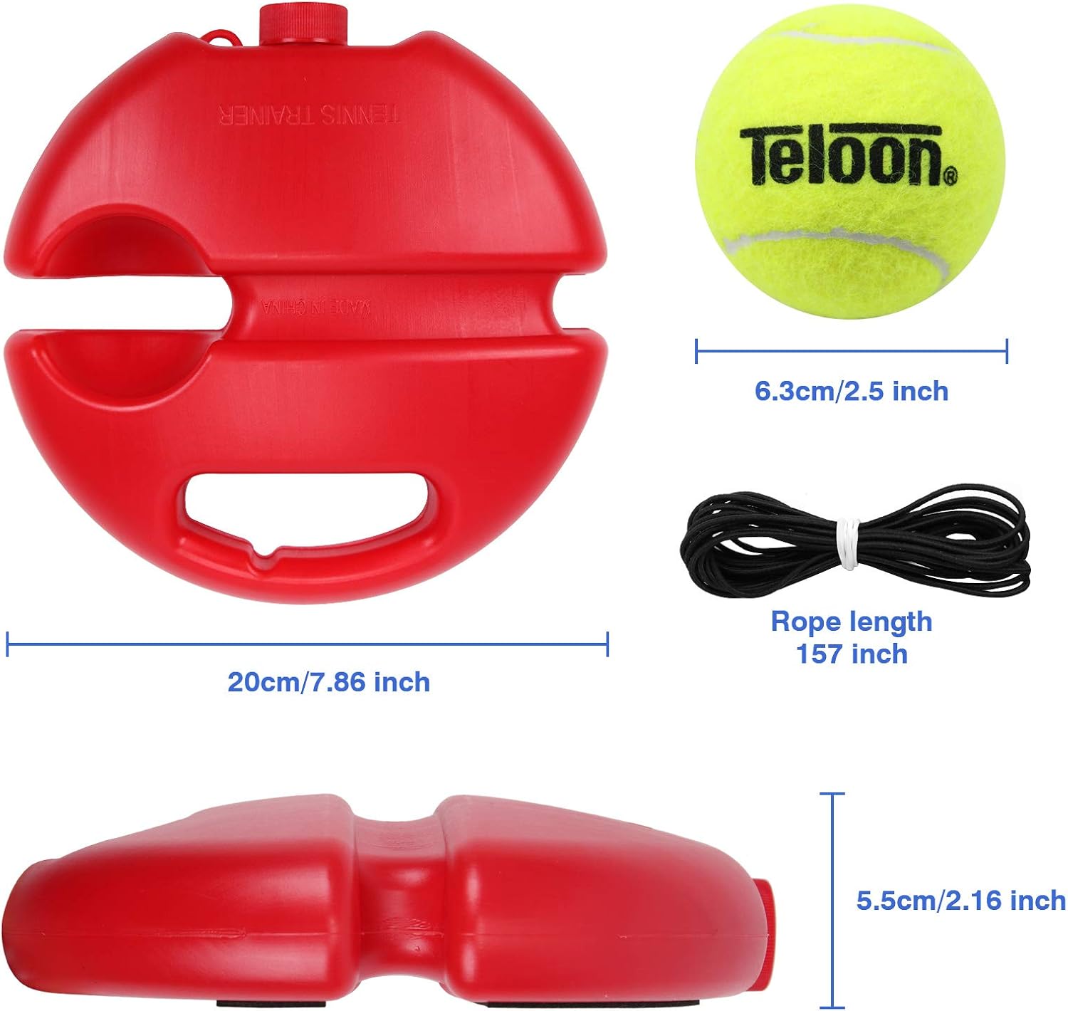 Teloon Solo Tennis Trainer Rebound Ball with String for Self Tennis Practice Training Tool for Adults or Kids Beginners with 2 String Balls Elastic and a Portable Mesh Bag - Tennis Mindset