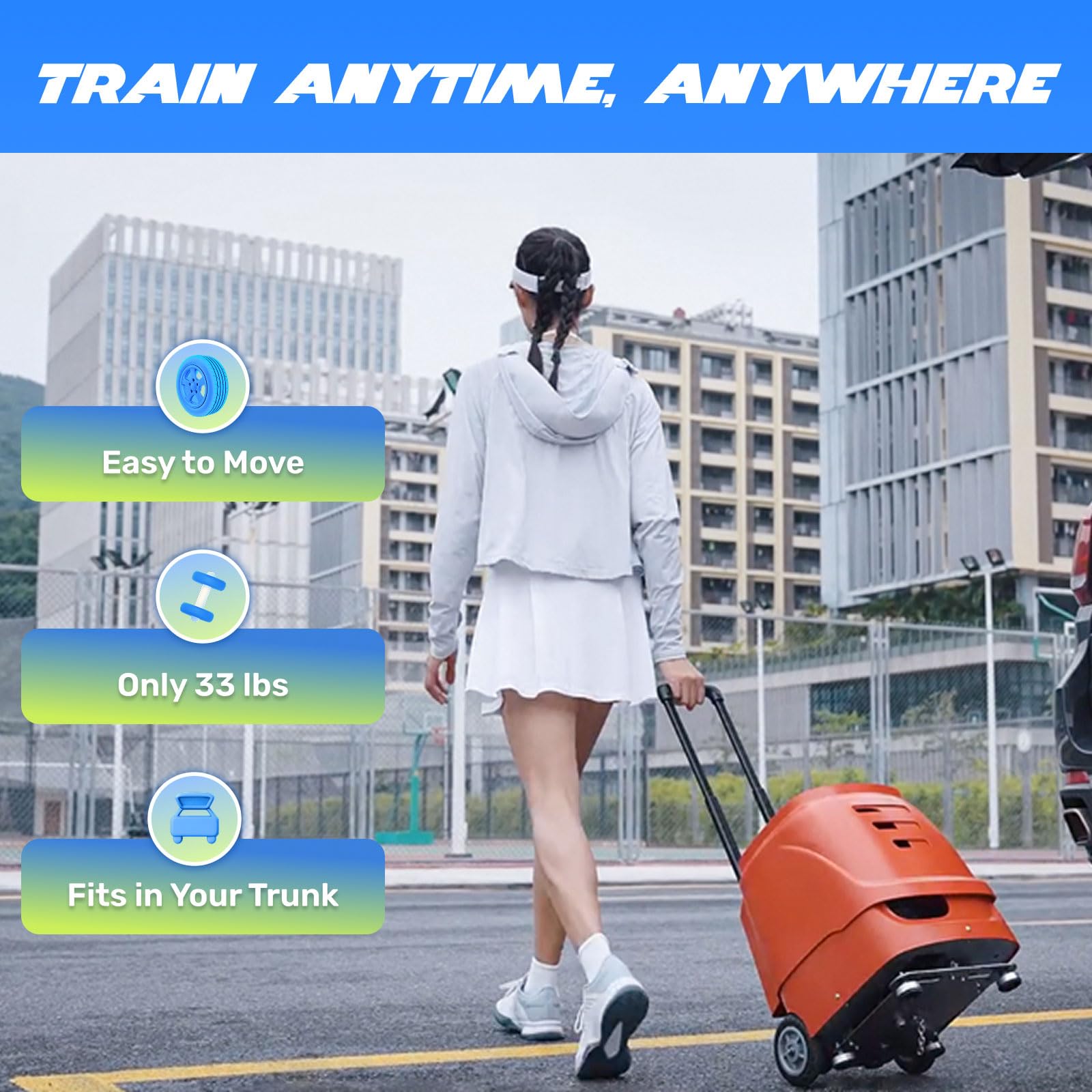 PUSUN｜PT-Smart Tennis Ball Machine: App Control with 12 Built-in Training Modes,6-Level Spin,28-Pt,75 MPH,32.6 lbs,100+ Ball,5H Battery, Portable, for Tennis/Padel,Training, Practice,Beginners to Pros - Tennis Mindset