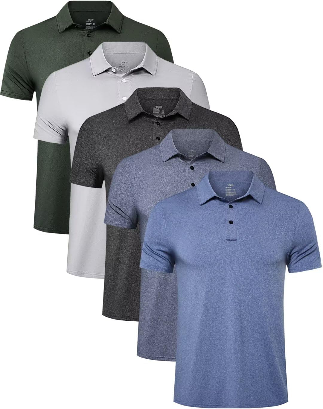 5 Pack Men's Polo Shirts Short Sleeve Golf T Shirt Performance Casual - Tennis Mindset