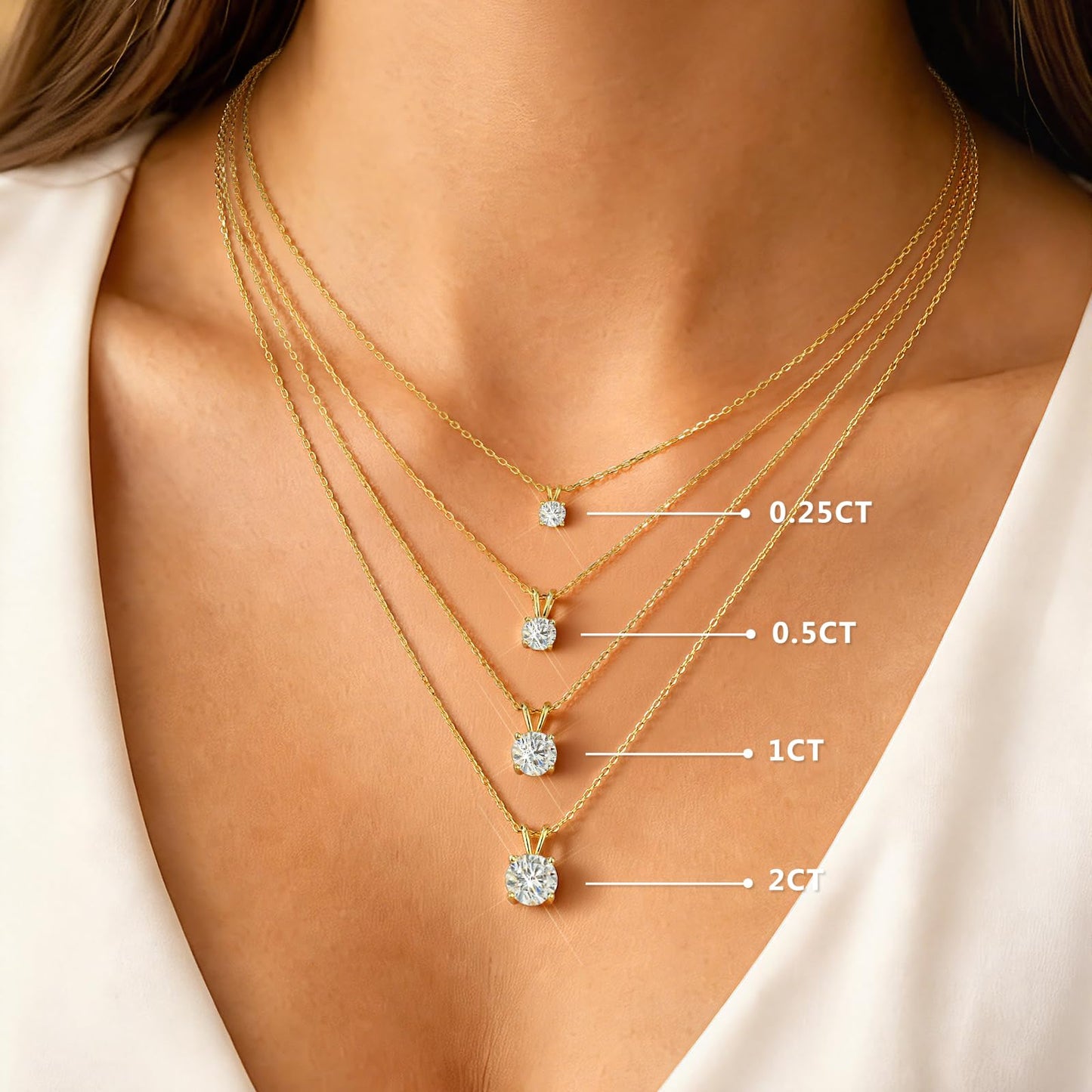 shownii 0.25-2CT LAB GROWN Diamond Solitaire Pendant Necklace for Women - Tennis Mindset