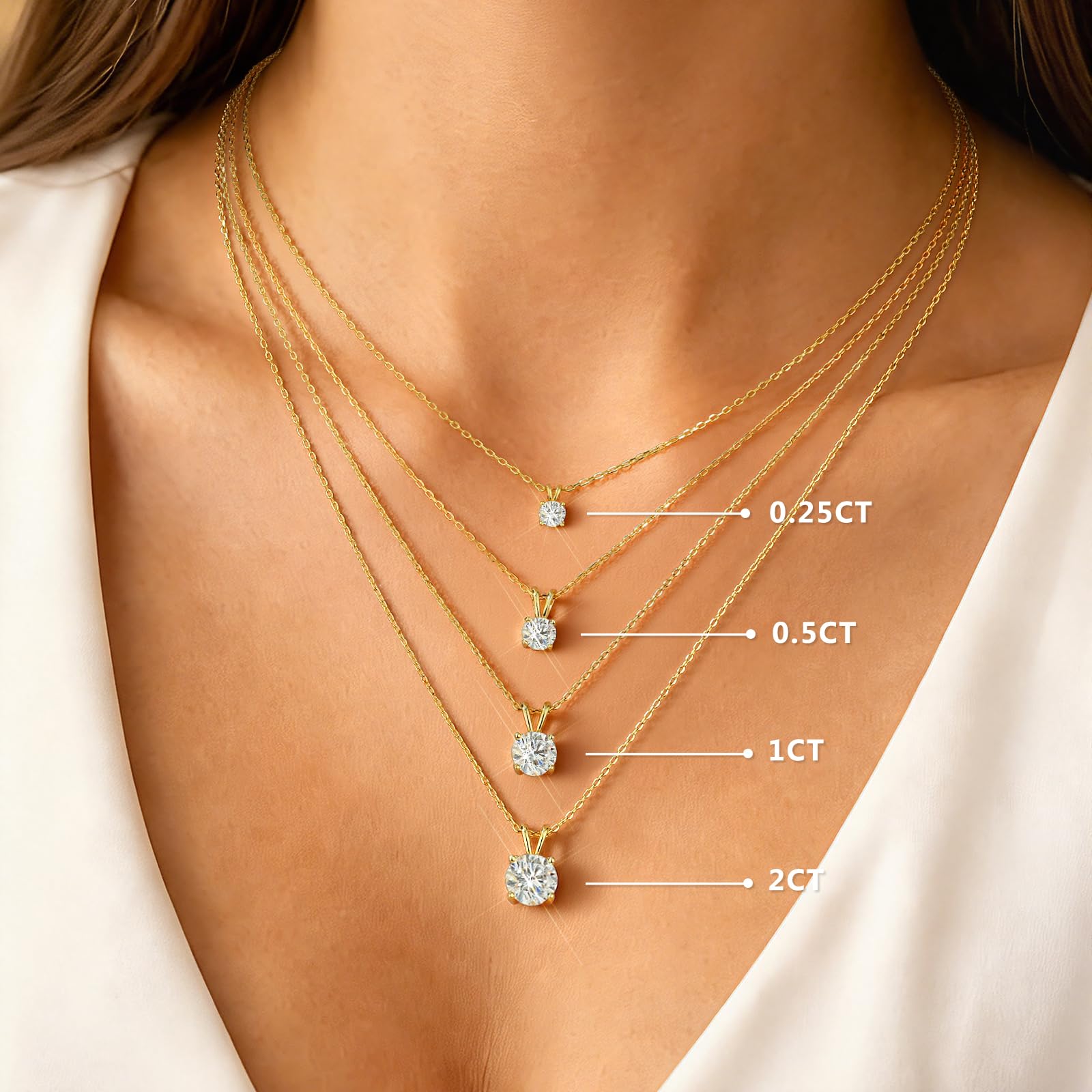 shownii 0.25-2CT LAB GROWN Diamond Solitaire Pendant Necklace for Women - Tennis Mindset