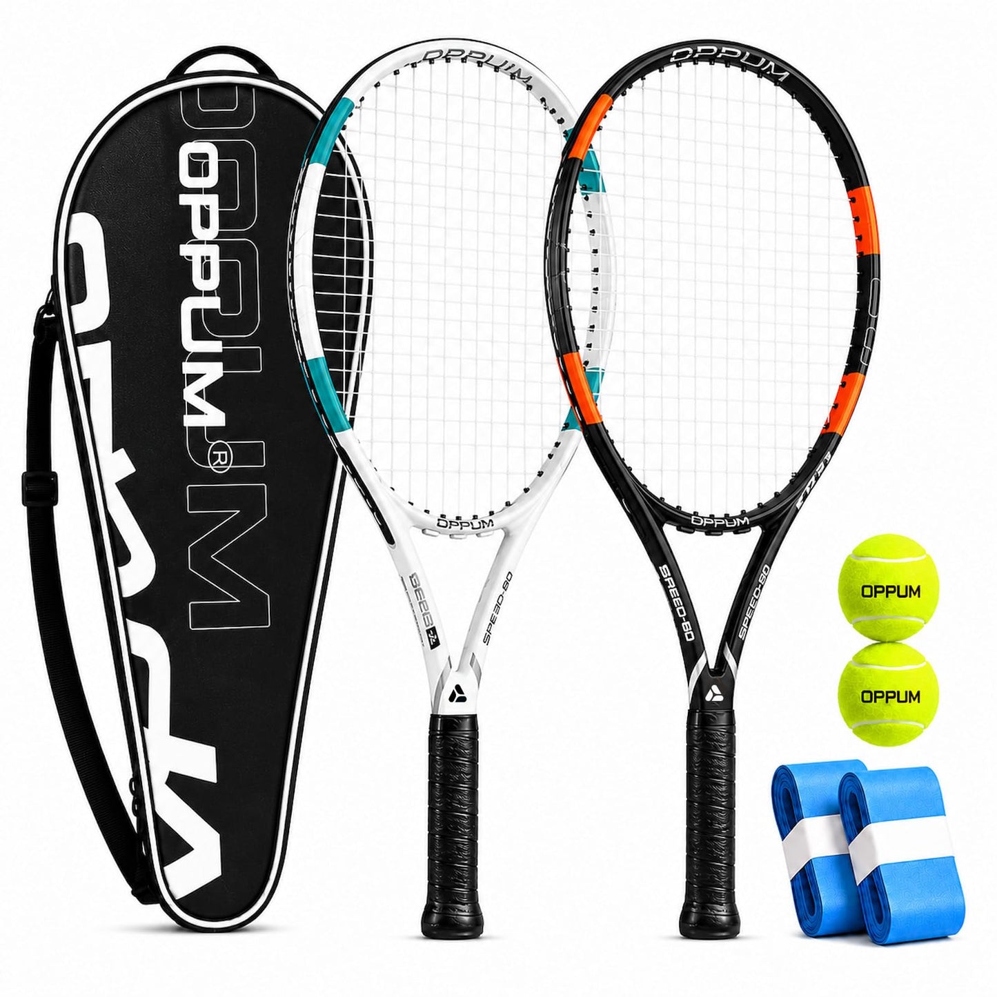 Adult Tennis Racket Set of 2, 27 Inch Pre-Strung for Beginners