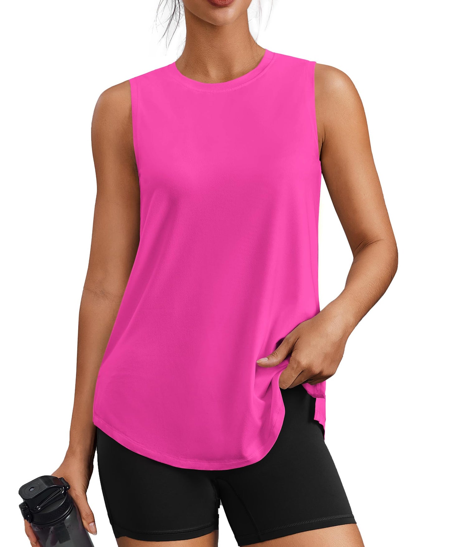PINSPARK Workout Tank Tops for Women UPF 50+ Side Slits Athletic Gym Shirt