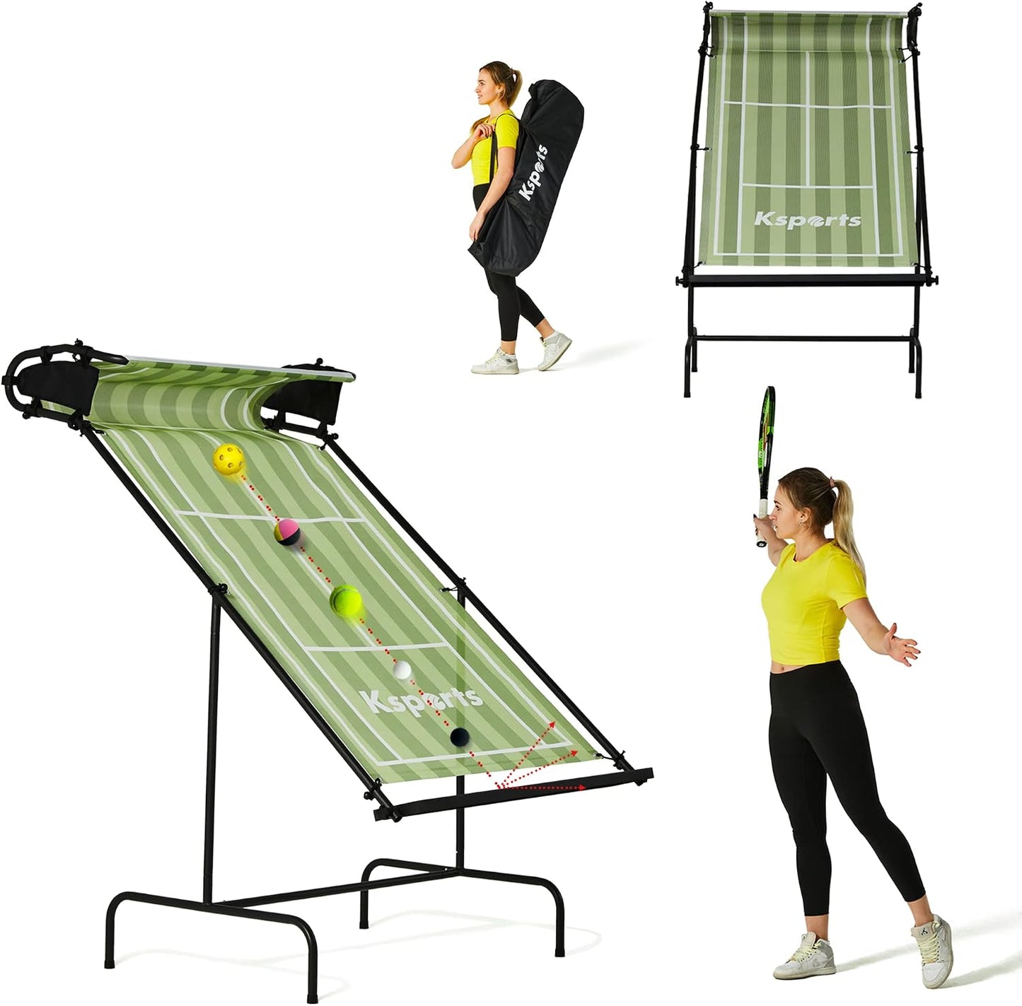 Ksports Tennis Rebounder Net – Multi Racket Sports Trainer for Tennis, Pickleball, Padel, Squash & Racquetball – Quick Assembly, Portable with Carry Bag - Tennis Mindset