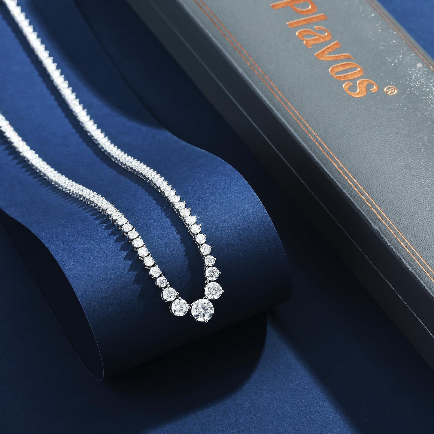Moissanite Tennis Necklace for Women,Gradual Round Cut,925 Sterling Silver - Tennis Mindset