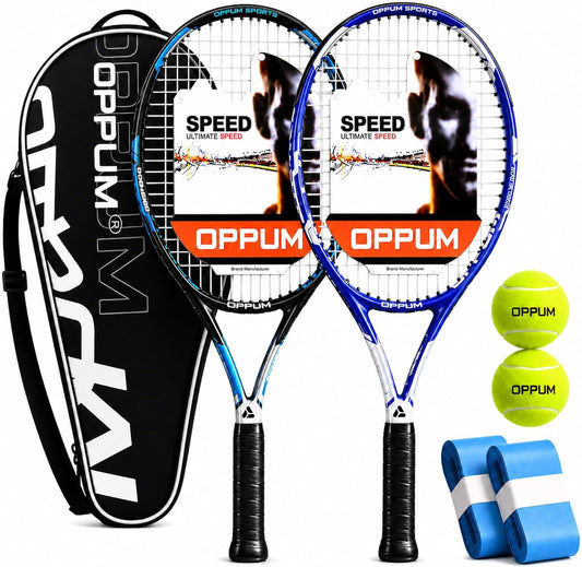 Adult Tennis Racket Set of 2, 27 Inch Pre-Strung for Beginners