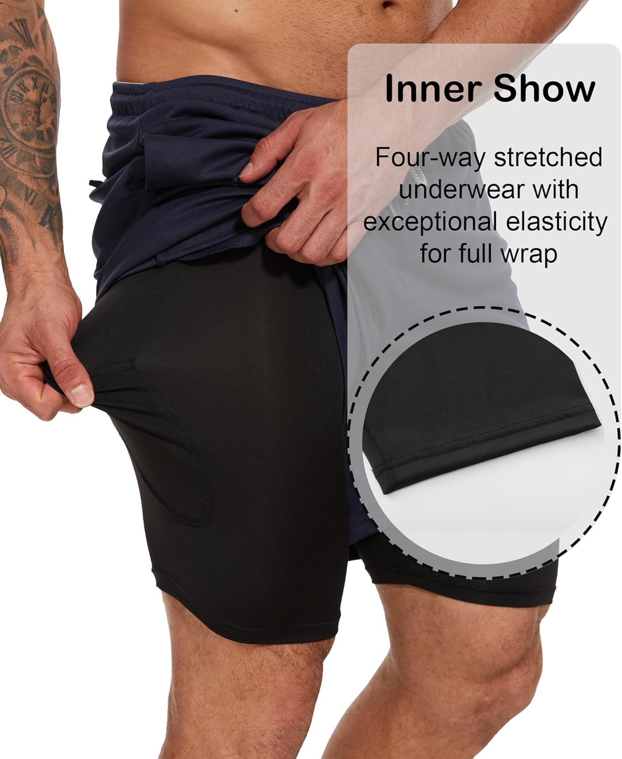 Kinglaman 1/4 Pack Men's 2 in 1 Lined Running Shorts Gym Athletic Shorts - Tennis Mindset