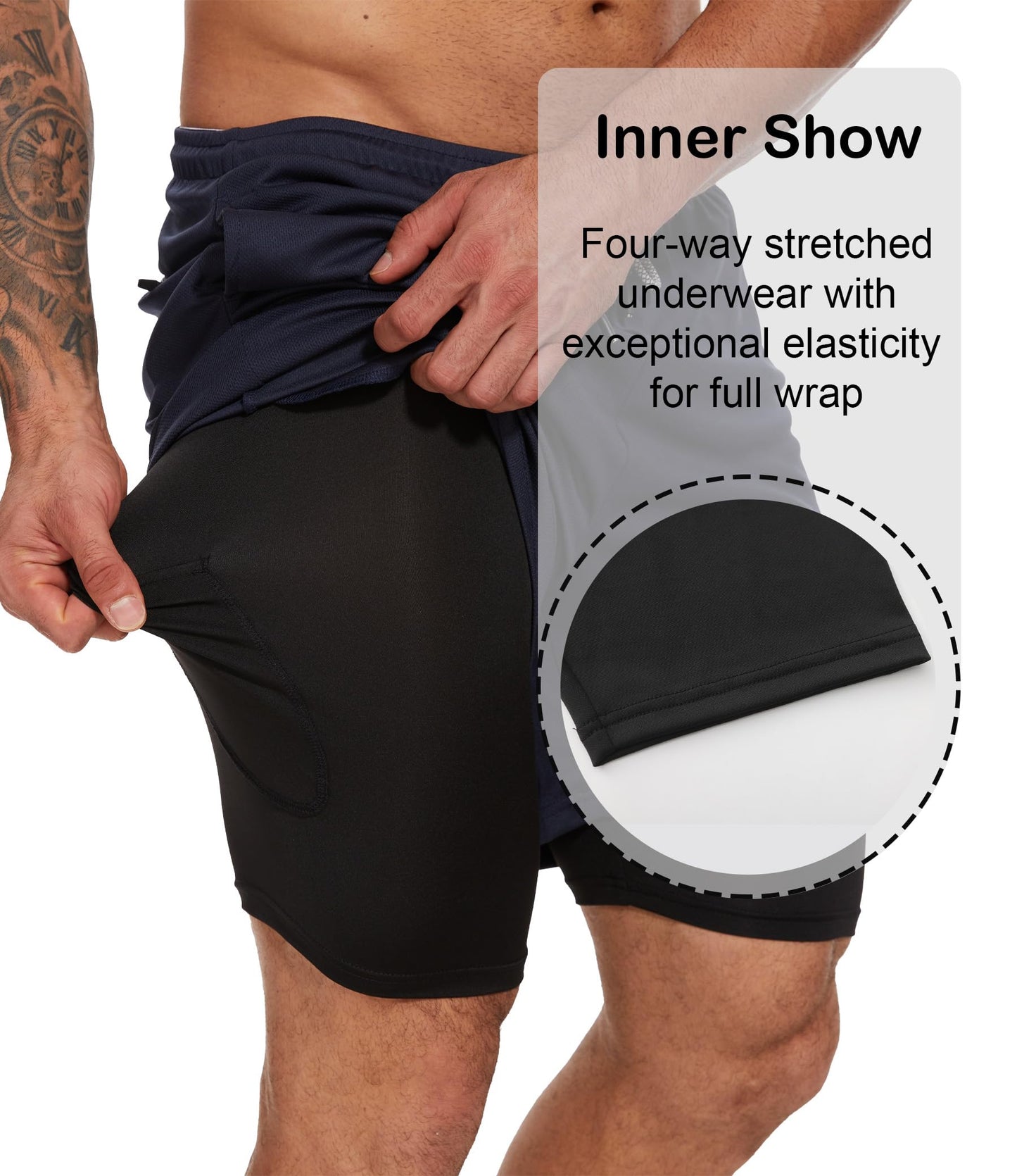 Kinglaman 1/4 Pack Men's 2 in 1 Lined Running Shorts Gym Athletic Shorts - Tennis Mindset