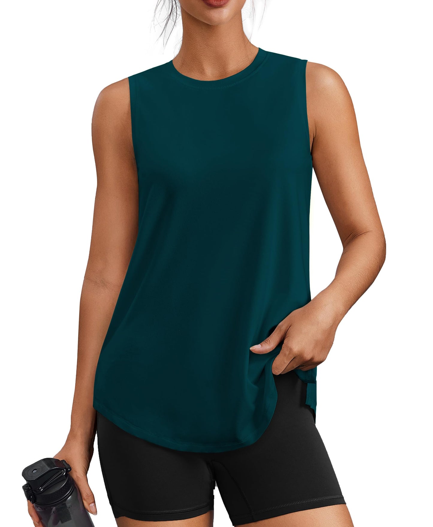 PINSPARK Workout Tank Tops for Women UPF 50+ Side Slits Athletic Gym Shirt