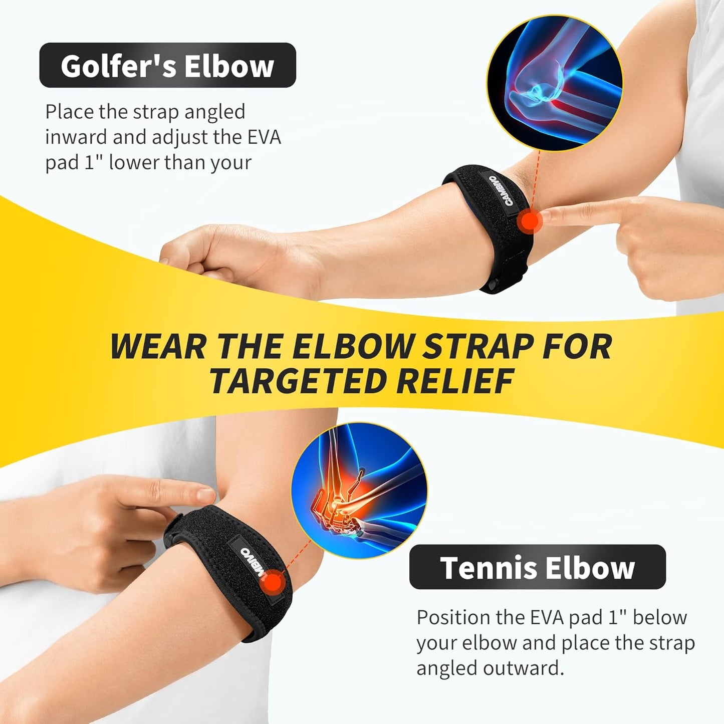 CAMBIVO 2 Pack Tennis Elbow Brace Strap for Tendonitis, Black - Tennis Mindset