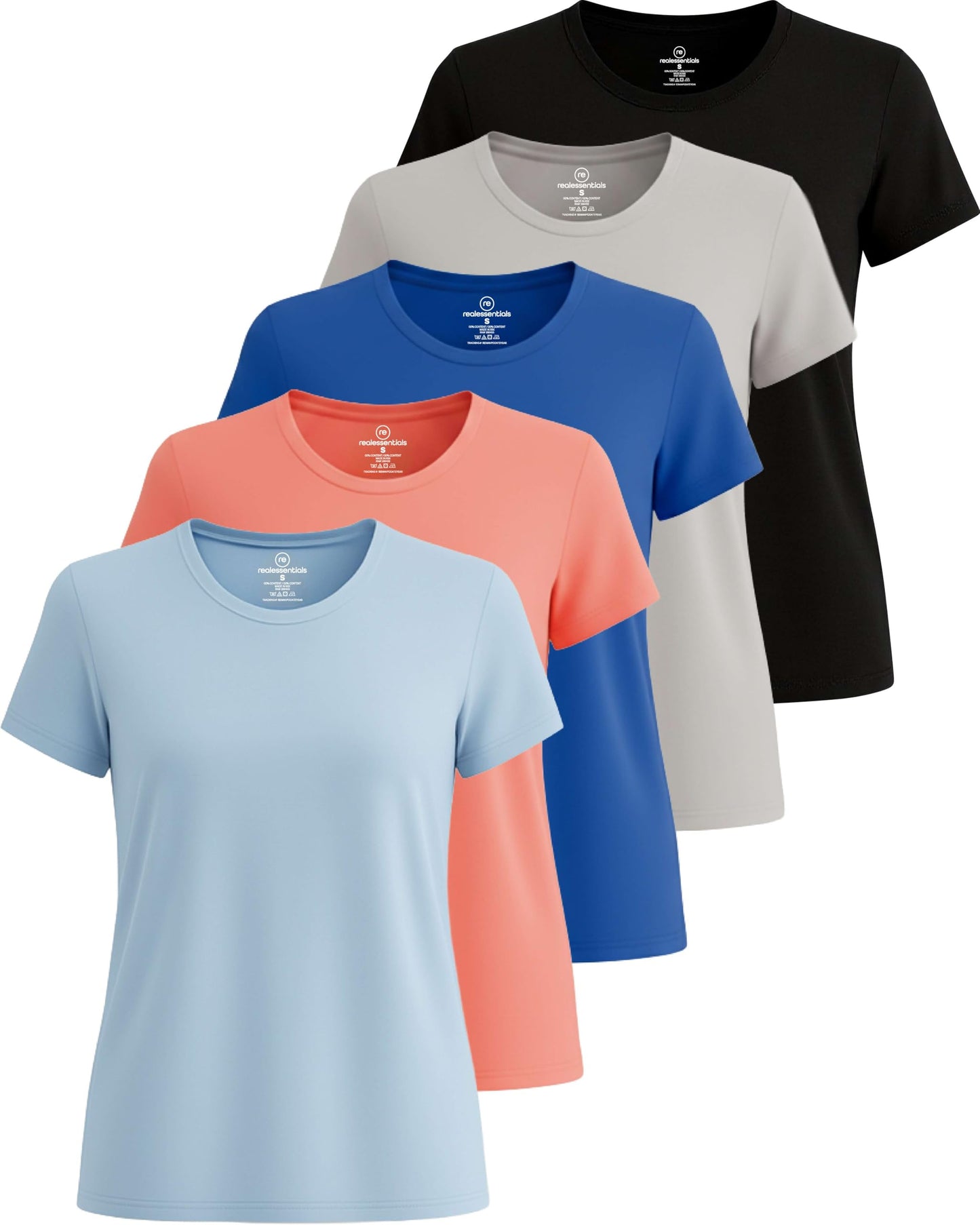 5 Pack Women's Dry Fit Workout Tops Crew Neck T Shirts Athletic Gym Tees
