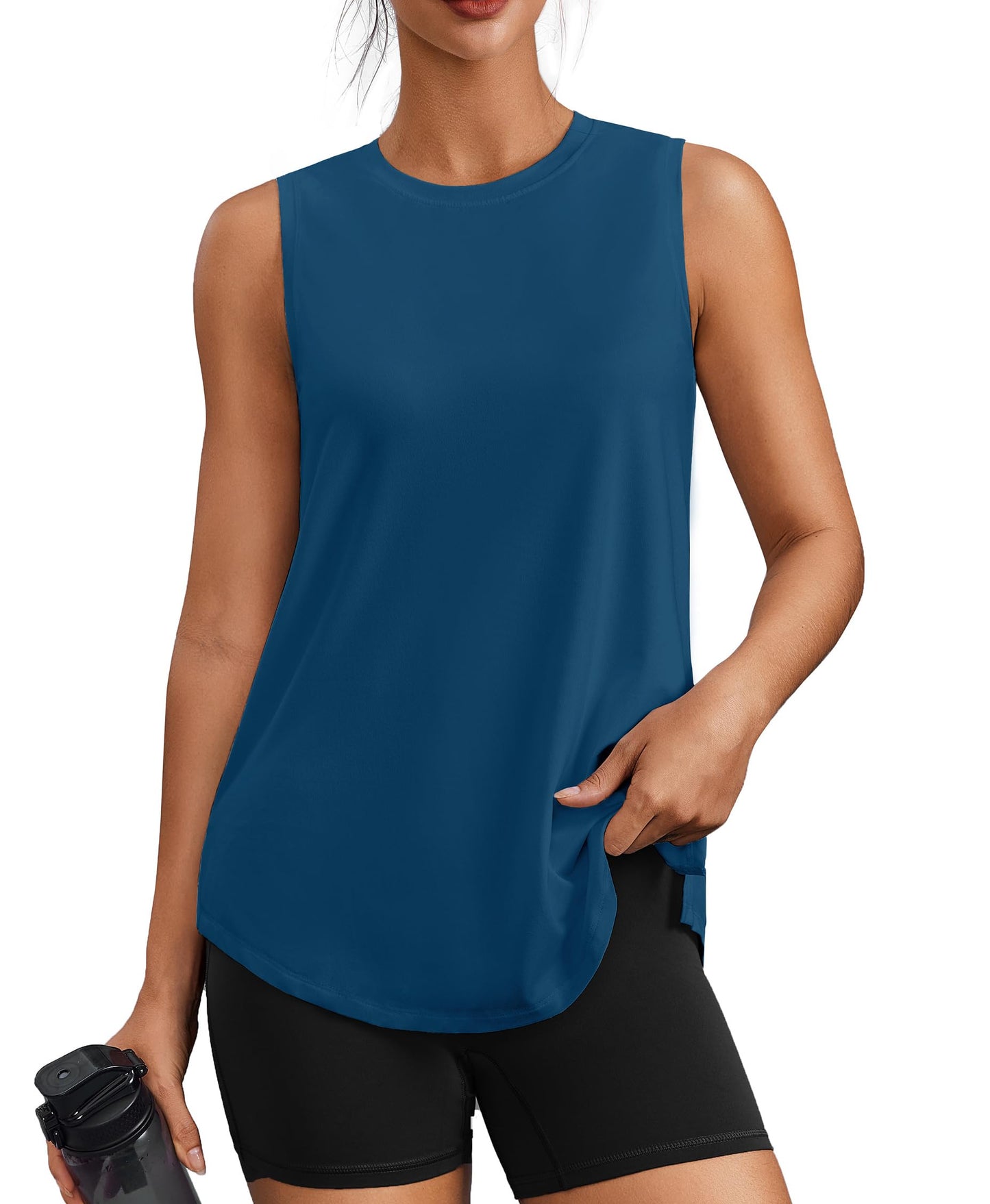 PINSPARK Workout Tank Tops for Women UPF 50+ Side Slits Athletic Gym Shirt