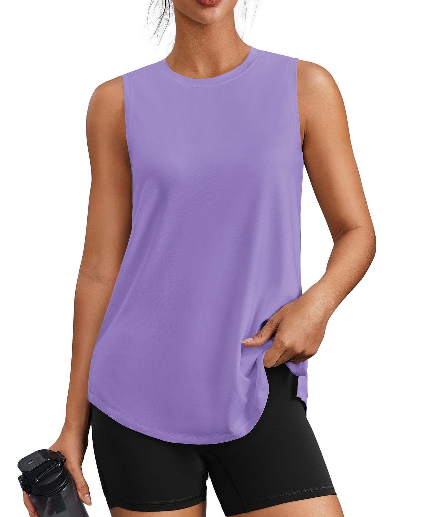 PINSPARK Workout Tank Tops for Women UPF 50+ Side Slits Athletic Gym Shirt