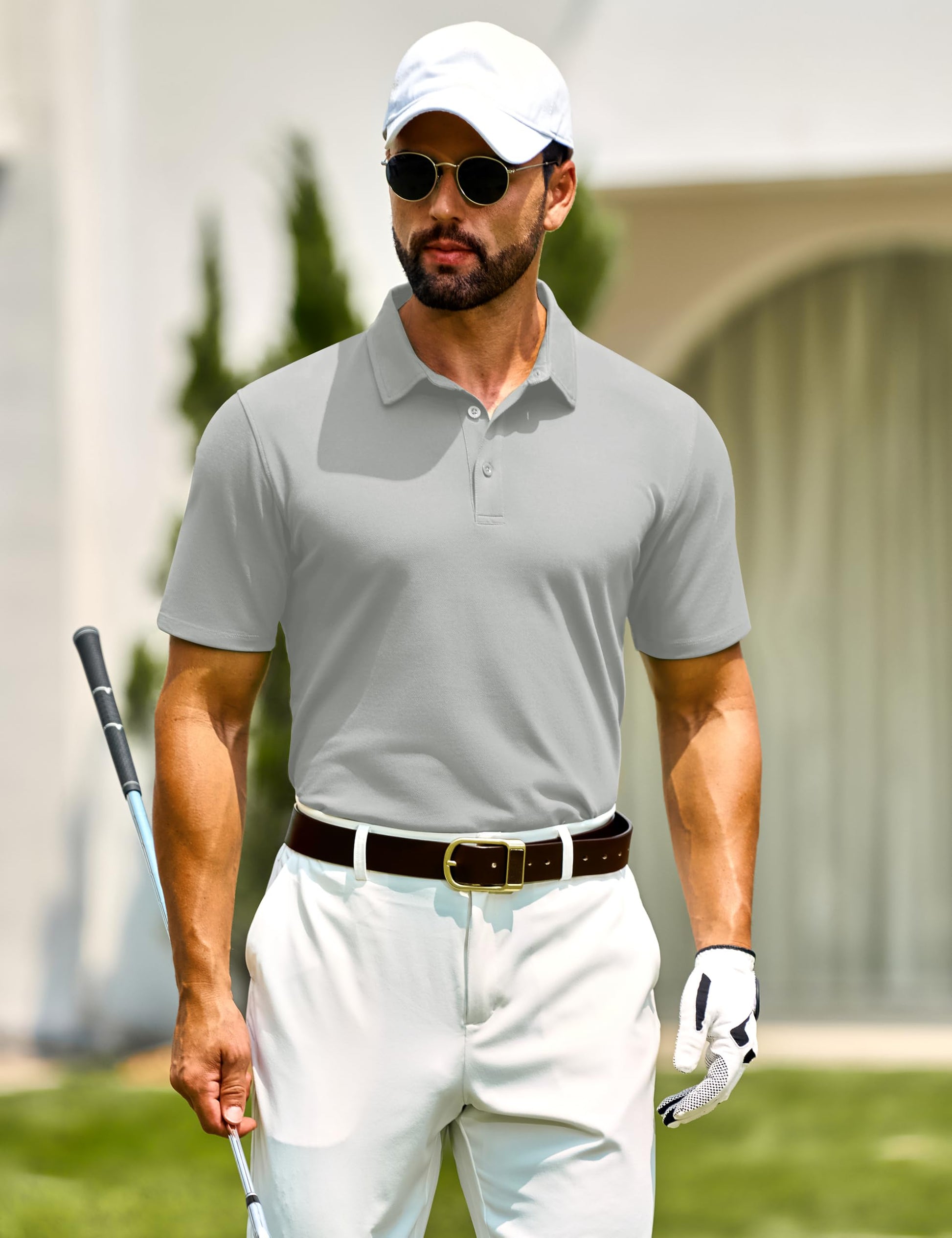 Cotrasen Men's Polo Shirts Short Sleeve Cotton Pique Classic Golf Shirts - Tennis Mindset