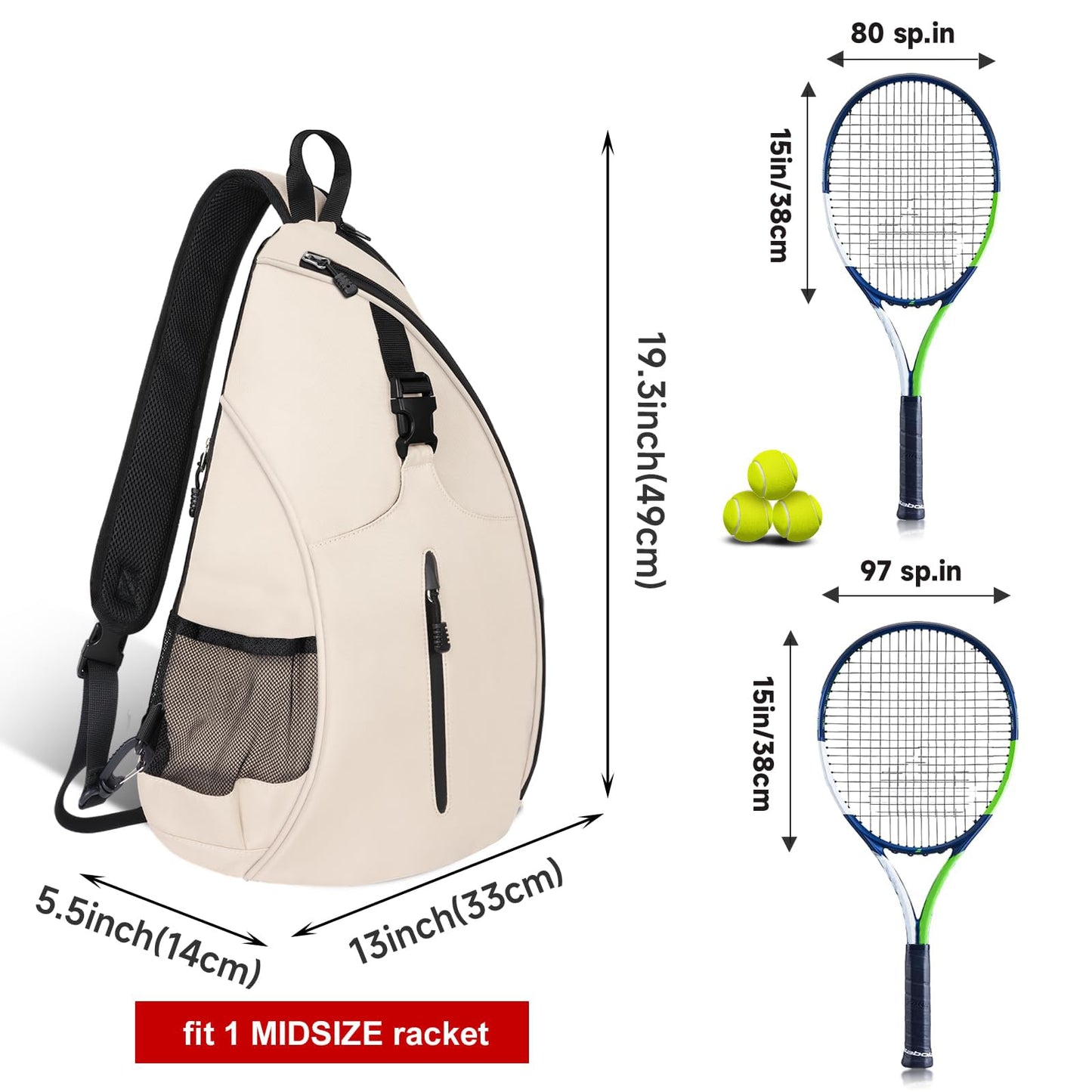 Ytonet Tennis Bag, Tennis Sling Backpack Crossbody for Men Women - Tennis Mindset