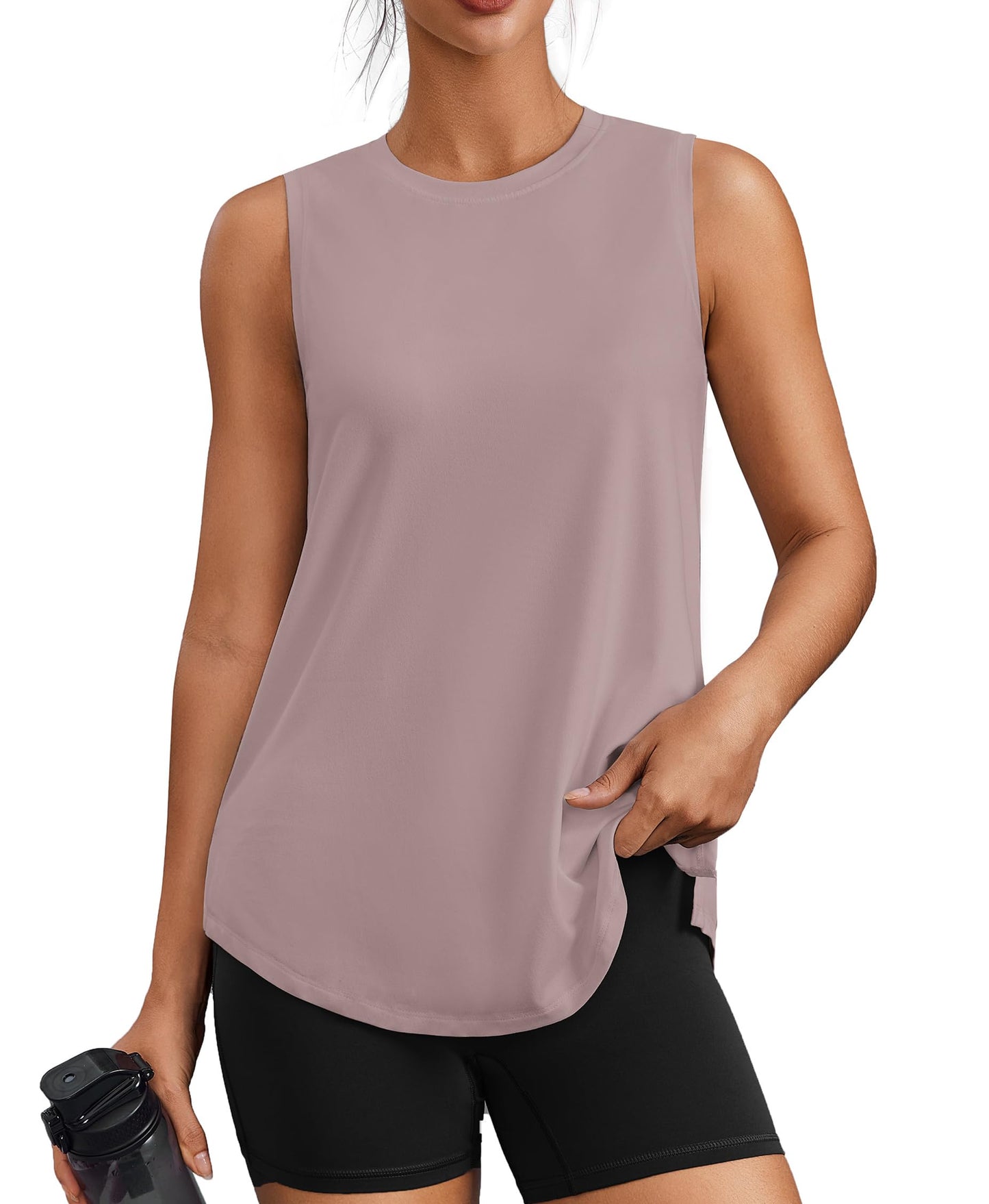 PINSPARK Workout Tank Tops for Women UPF 50+ Side Slits Athletic Gym Shirt