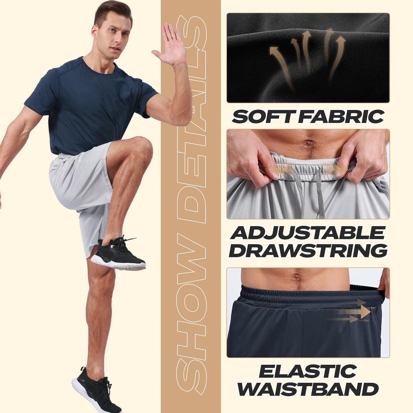 5 Pack Athletic Gym Mens Shorts - Workout Black Quick Dry Basketball Shorts - Tennis Mindset