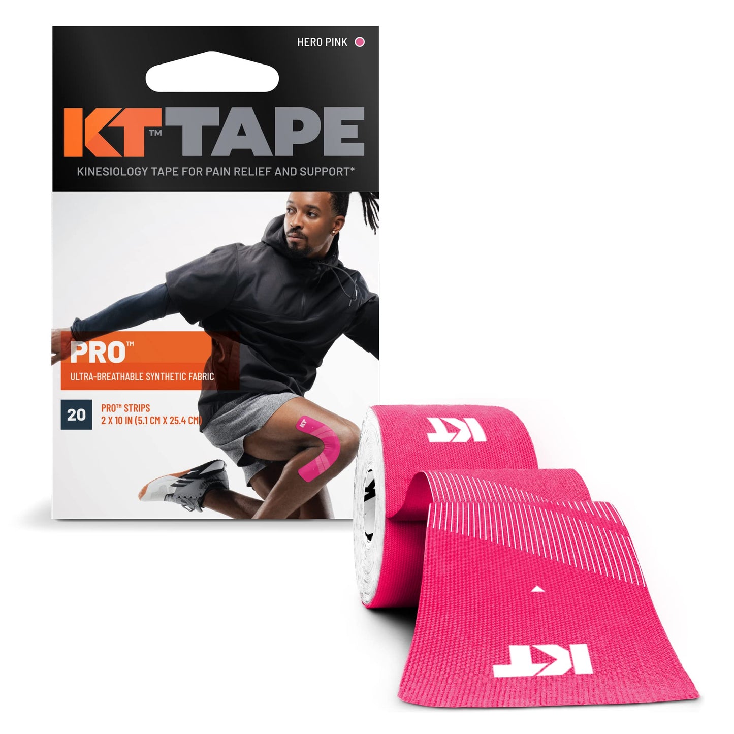 KT Tape, Pro Synthetic Kinesiology Athletic Tape, 20 Count, 10” Precut Strip - Tennis Mindset