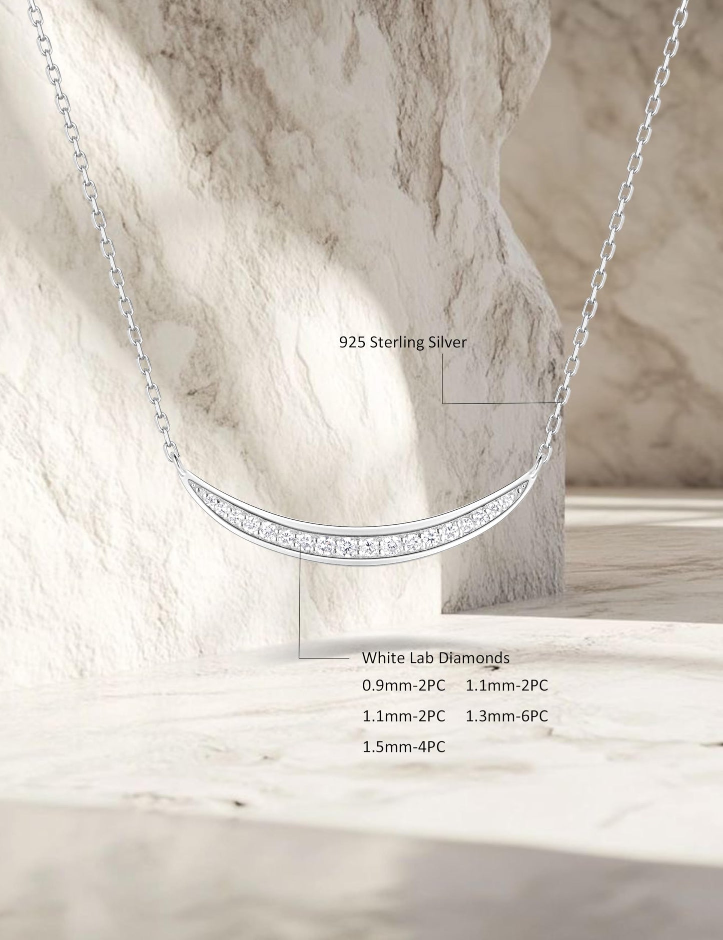 Sterling Silver Lab Grown Diamond Necklace for Women, 18 inch - Tennis Mindset