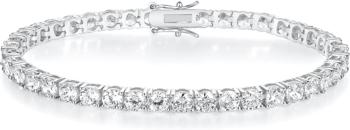Gemsme 18K White/Yellow Gold Plated 3.0 Cubic Zirconia Classic Tennis Bracelet for Women and Men 6-9 Inches