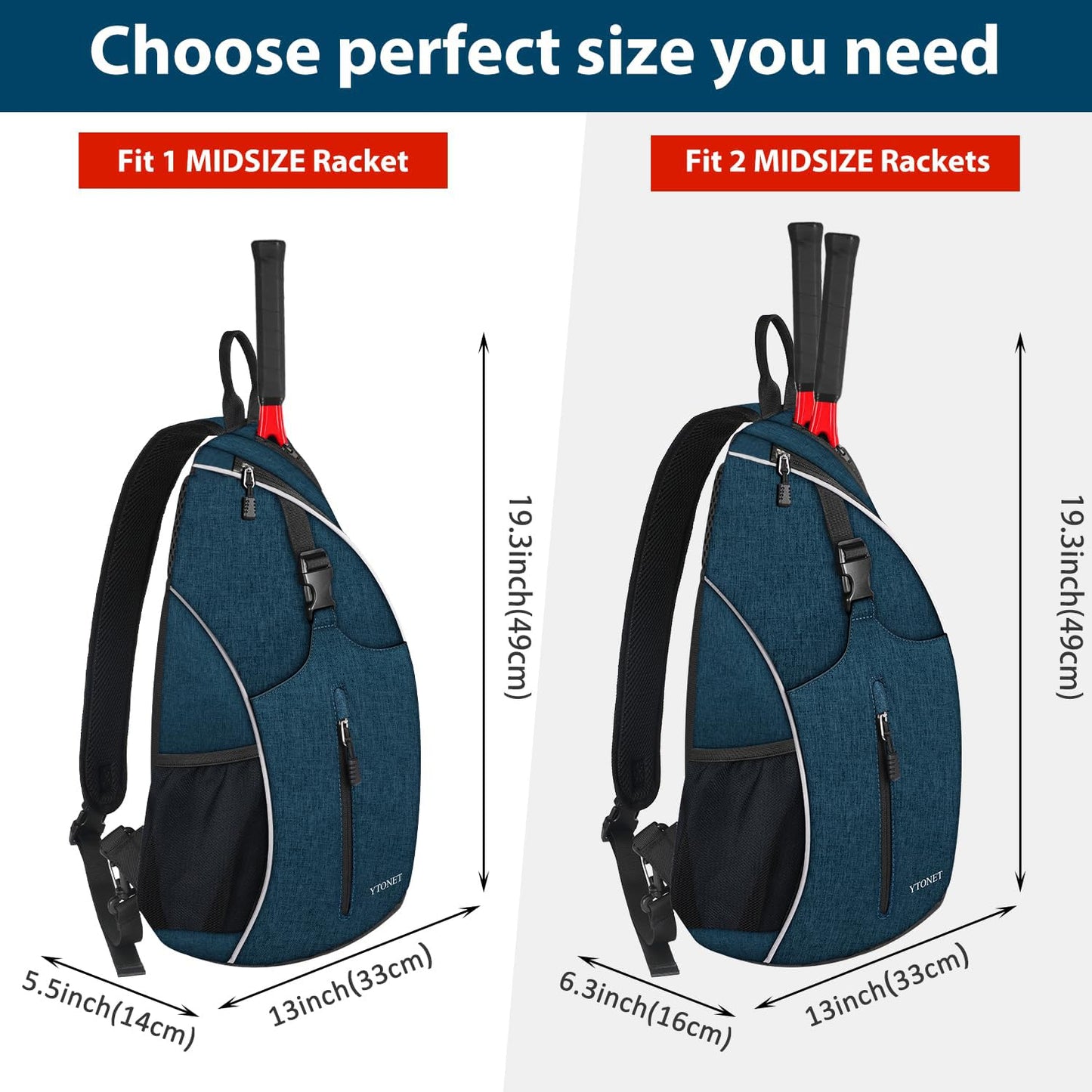 Ytonet Tennis Bag, Tennis Sling Backpack Crossbody for Men Women - Tennis Mindset