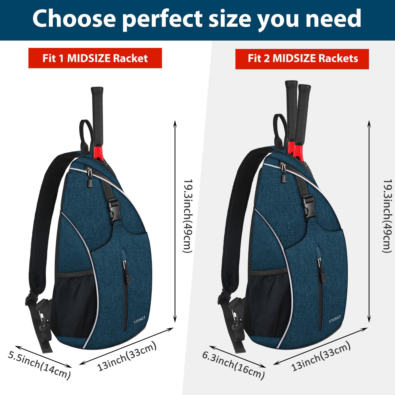 Ytonet Tennis Bag, Tennis Sling Backpack Crossbody for Men Women - Tennis Mindset
