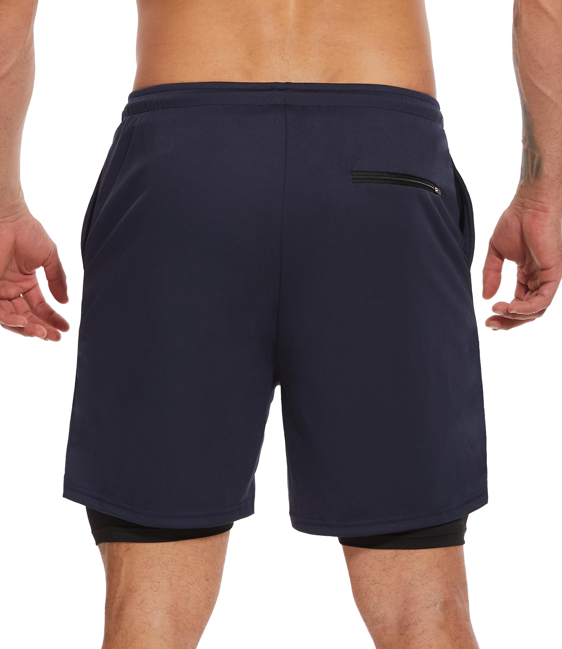 Kinglaman 1/4 Pack Men's 2 in 1 Lined Running Shorts Gym Athletic Shorts - Tennis Mindset