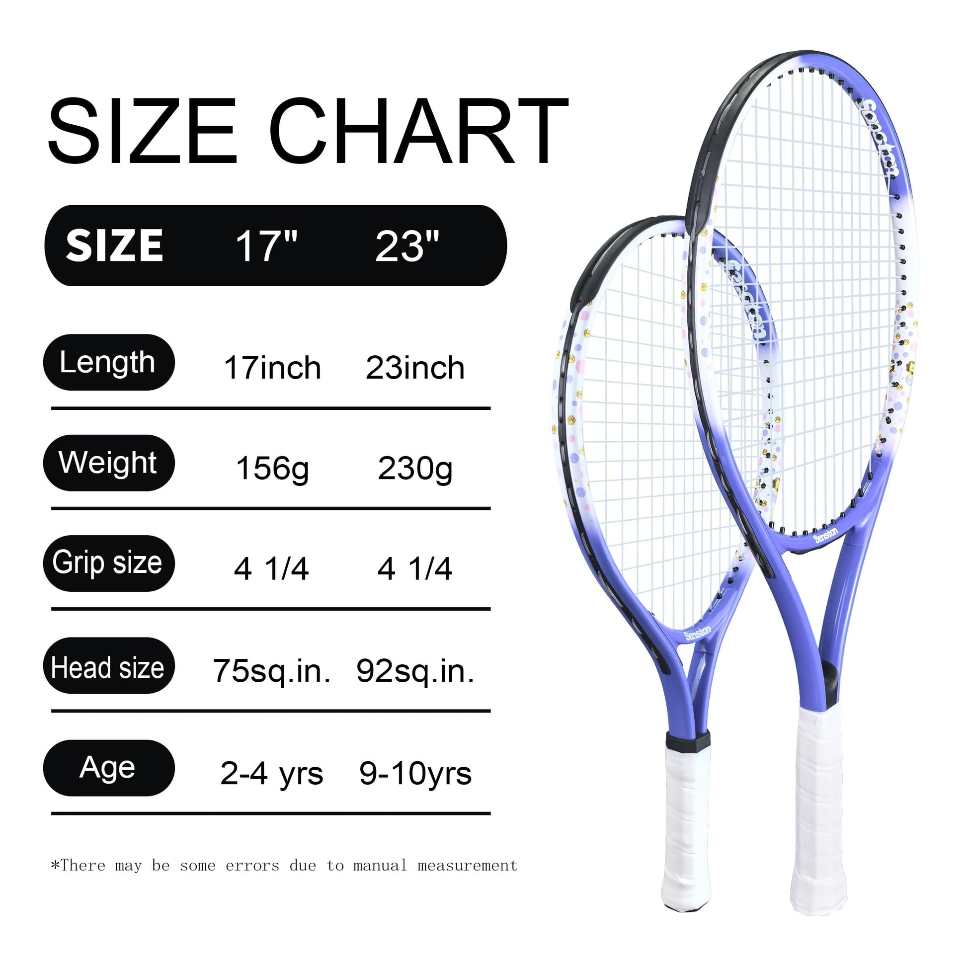 Senston 19" 23" 25" Kids Junior Tennis Racquet for Kids Children Boys Girls Tennis Rackets with Racket Cover - Tennis Mindset