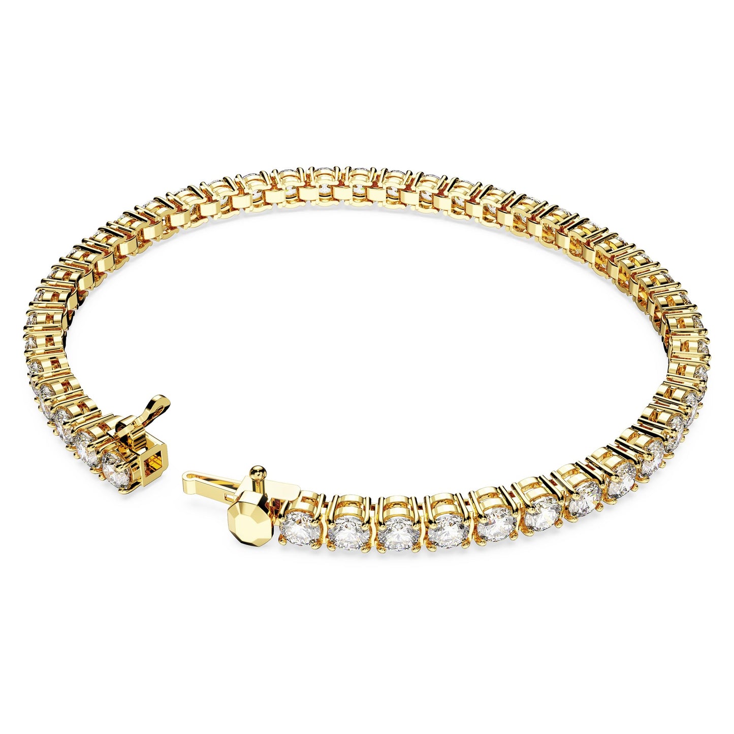 Swarovski Matrix Tennis Bracelet, Round Cut Crystals, Pink, Blue, Black, Clear, Rhodium, Gold-Tone and Rose Gold-Tone Finishes