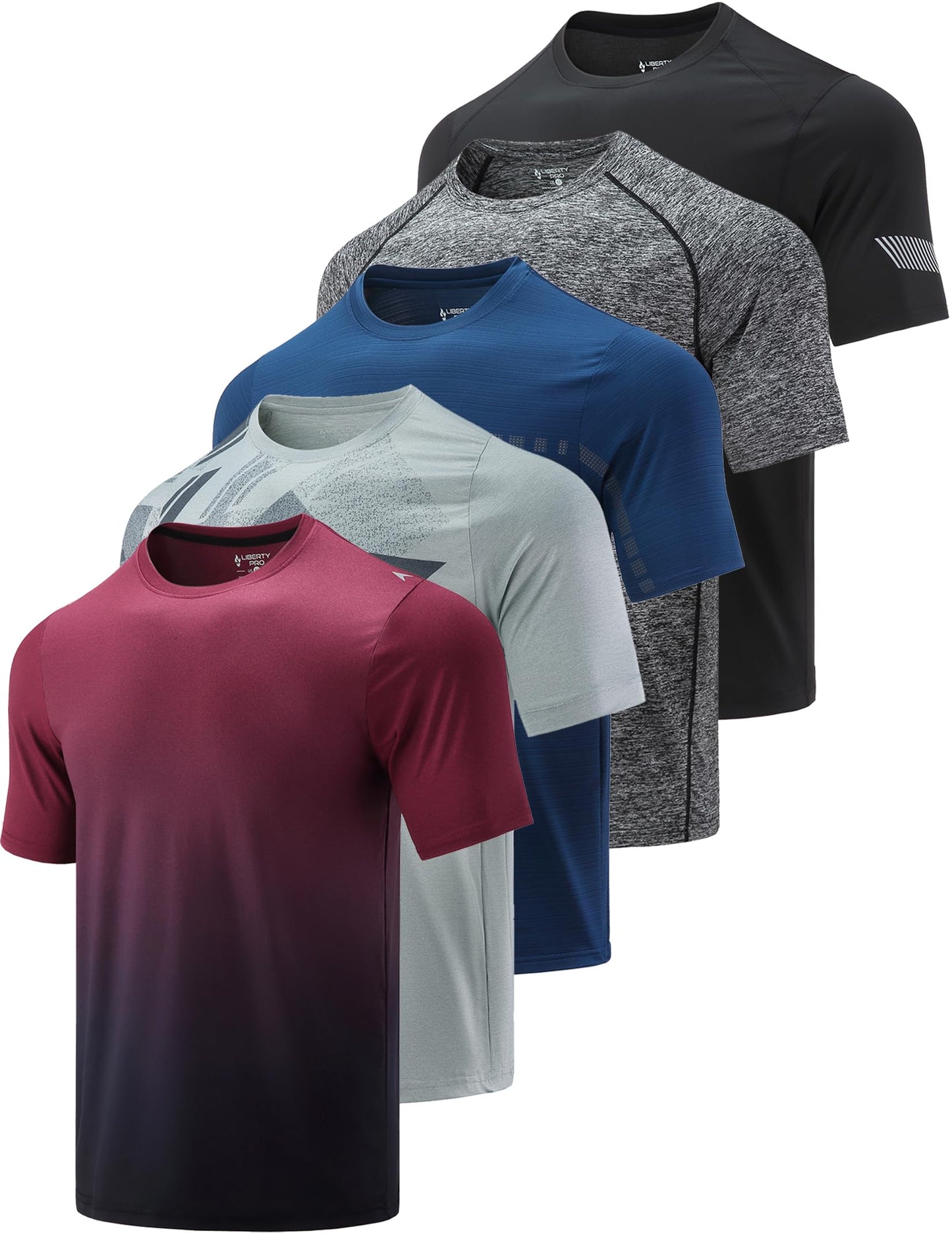 Liberty Imports 5 Pack Men's Active Quick Dry Crew Neck T Shirts - Tennis Mindset