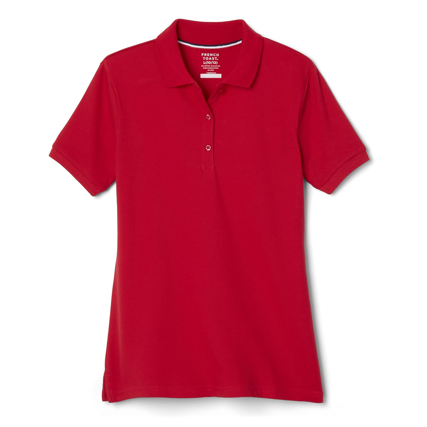 French Toast Women's Juniors' Short Sleeve Stretch Pique Polo Shirt