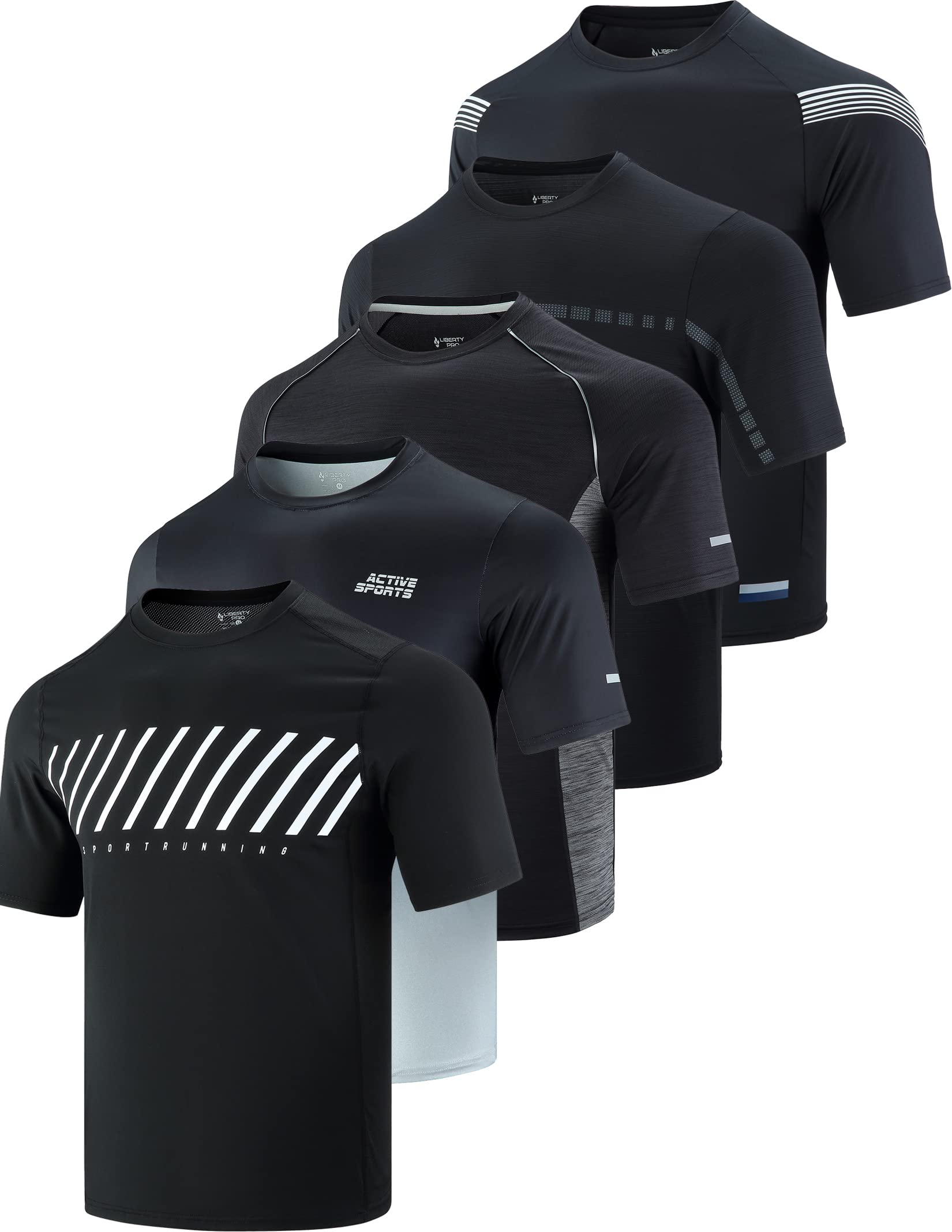 Liberty Imports 5 Pack Men's Active Quick Dry Crew Neck T Shirts - Tennis Mindset
