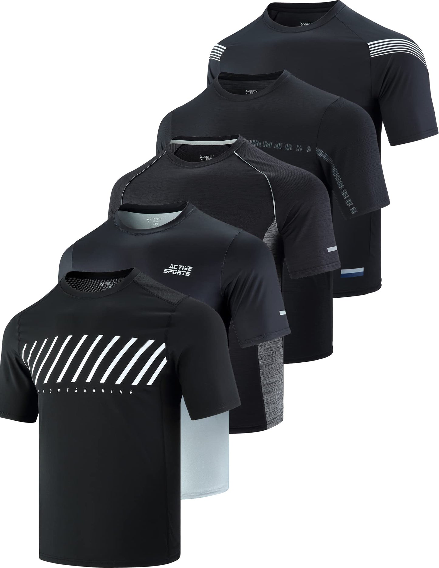 Liberty Imports 5 Pack Men's Active Quick Dry Crew Neck T Shirts - Tennis Mindset