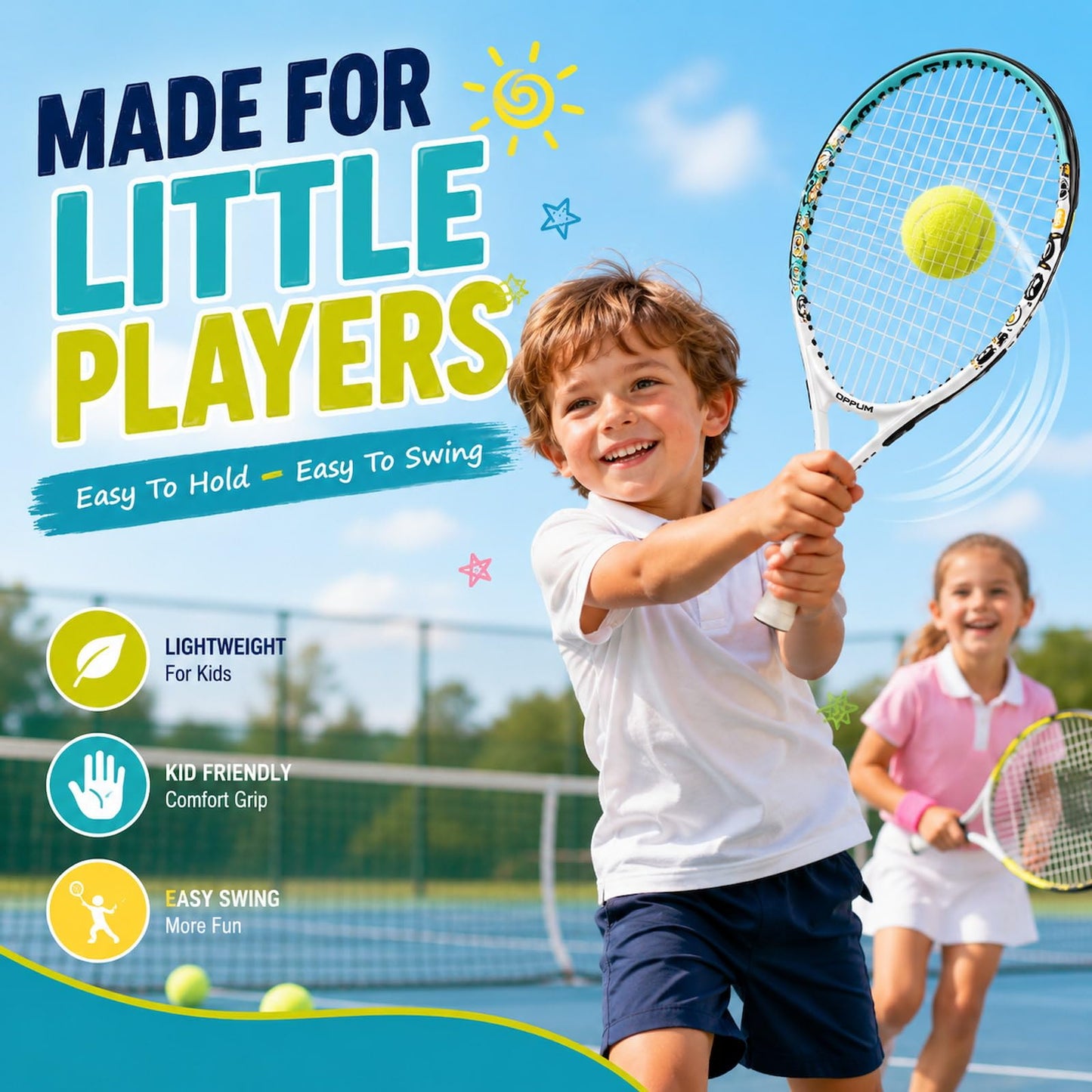 2-Pack Kids Tennis Racket Set, Junior Racquets with Bag and Balls - Tennis Mindset