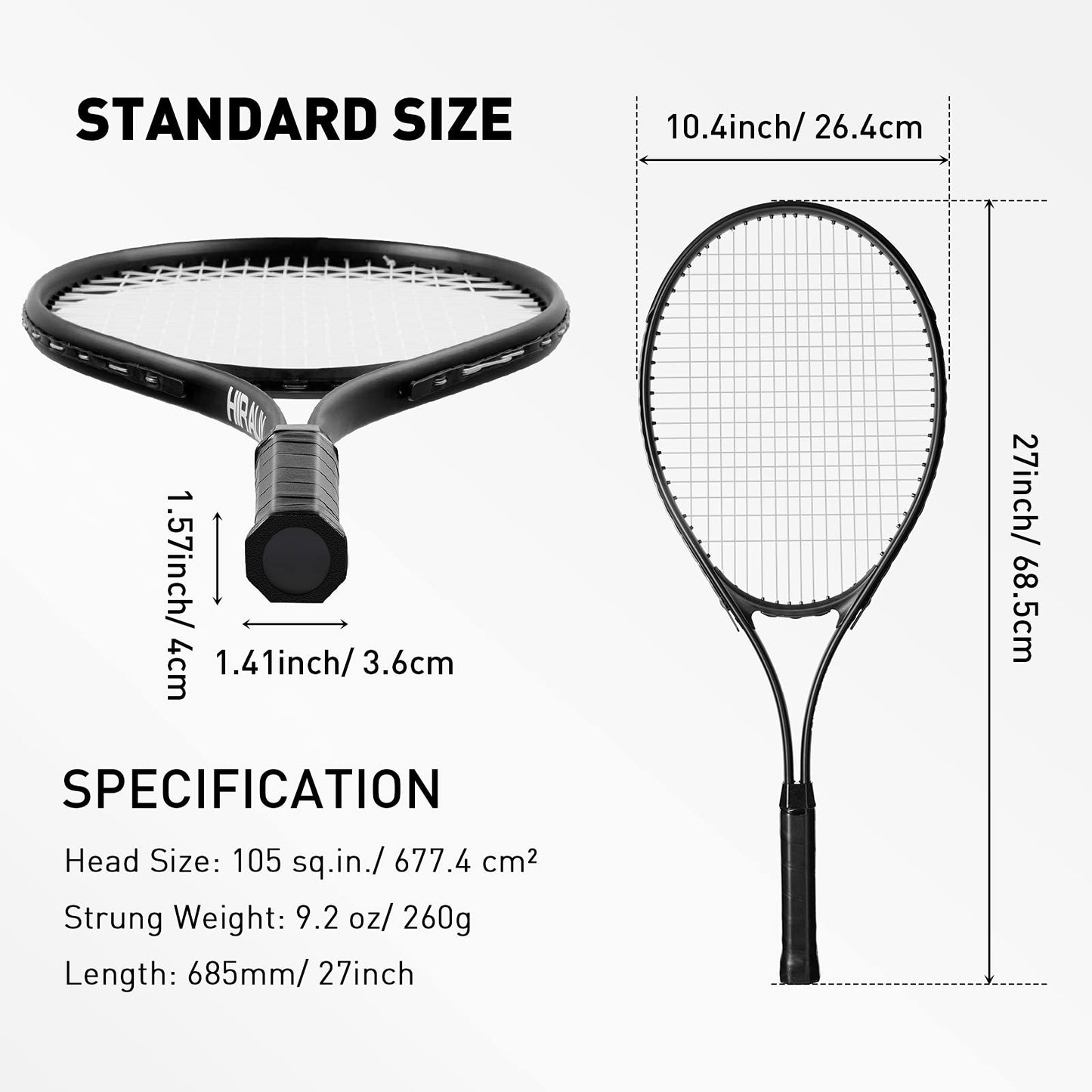 HIRALIY 27-Inch Tennis Racket for Adults with Ball and Carry Bag - Tennis Mindset