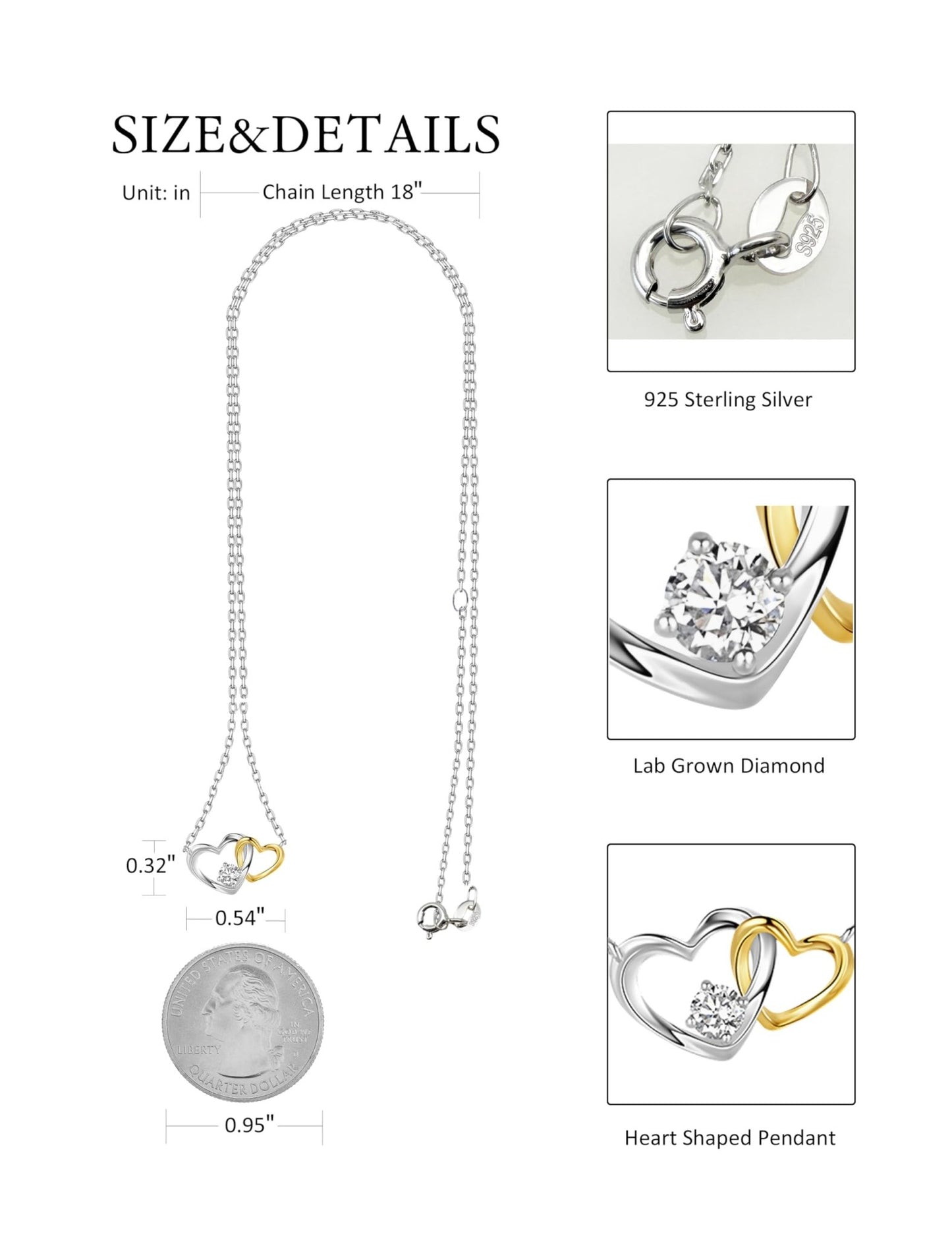 Sterling Silver Lab Grown Diamond Necklace for Women, 18 inch - Tennis Mindset