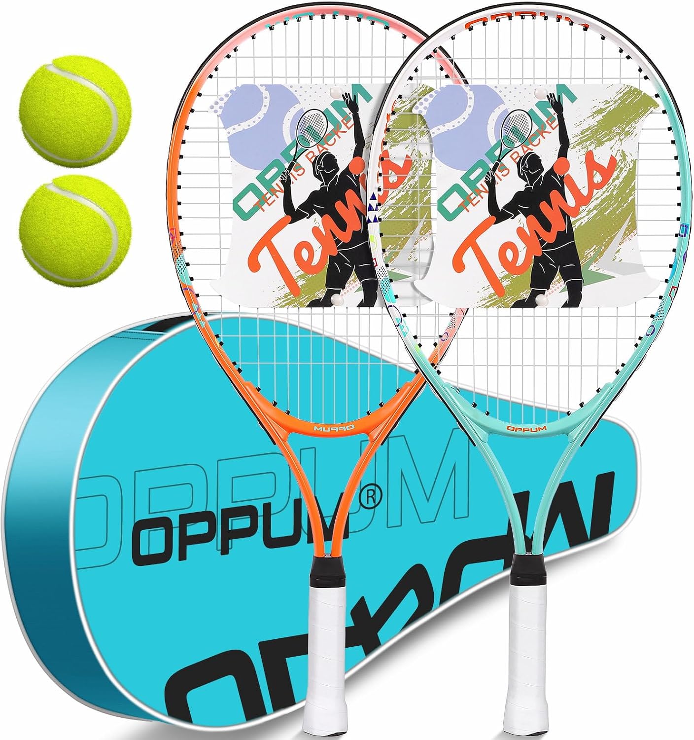 2-Pack Kids Tennis Racket Set, Junior Racquets with Bag and Balls - Tennis Mindset