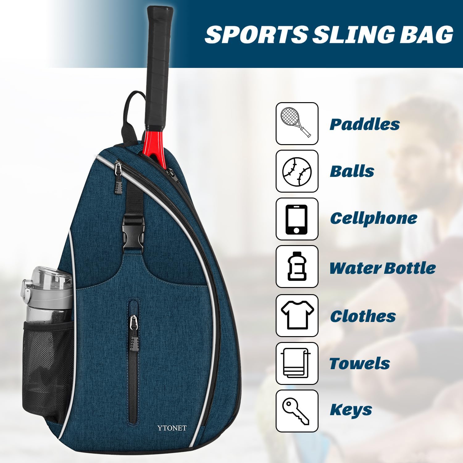 Ytonet Tennis Bag, Tennis Sling Backpack Crossbody for Men Women - Tennis Mindset