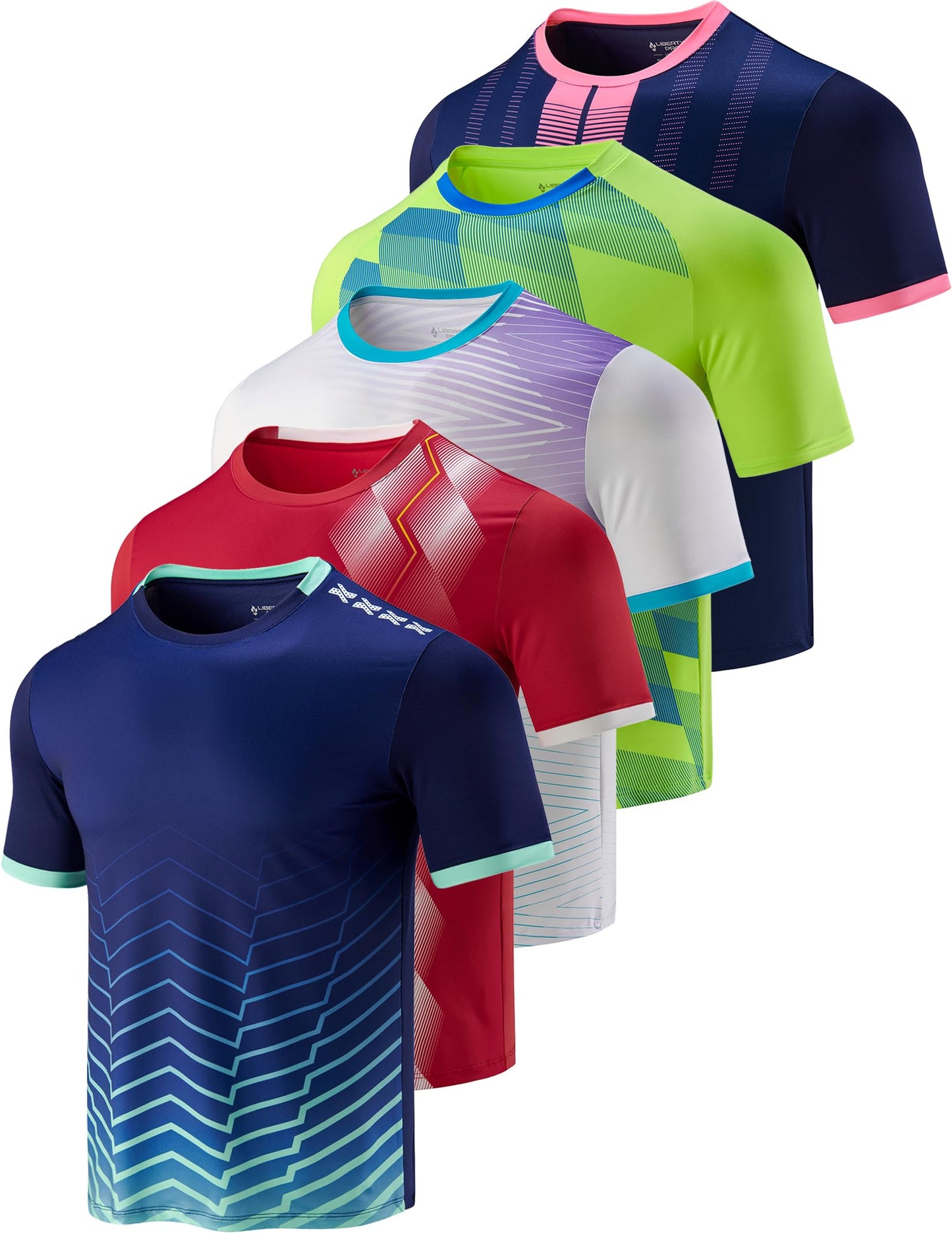 Liberty Imports 5 Pack Men's Active Quick Dry Crew Neck T Shirts - Tennis Mindset