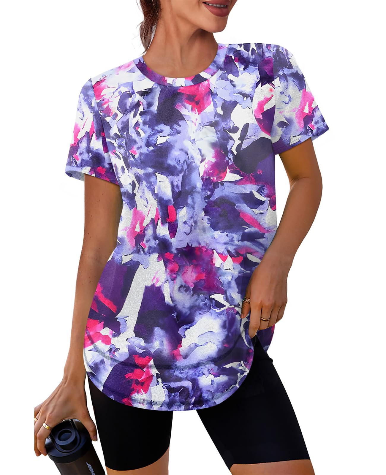 XIEERDUO Womens Workout Tops Short Sleeve Shirts Sun Protection UPF 50+ Quick Dry Outfits for Hiking Running S-3XL