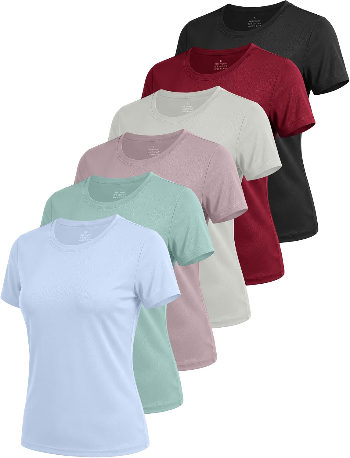 6 Pack Workout Tops for Women Short Sleeve Athletic Quick Dry T Shirts