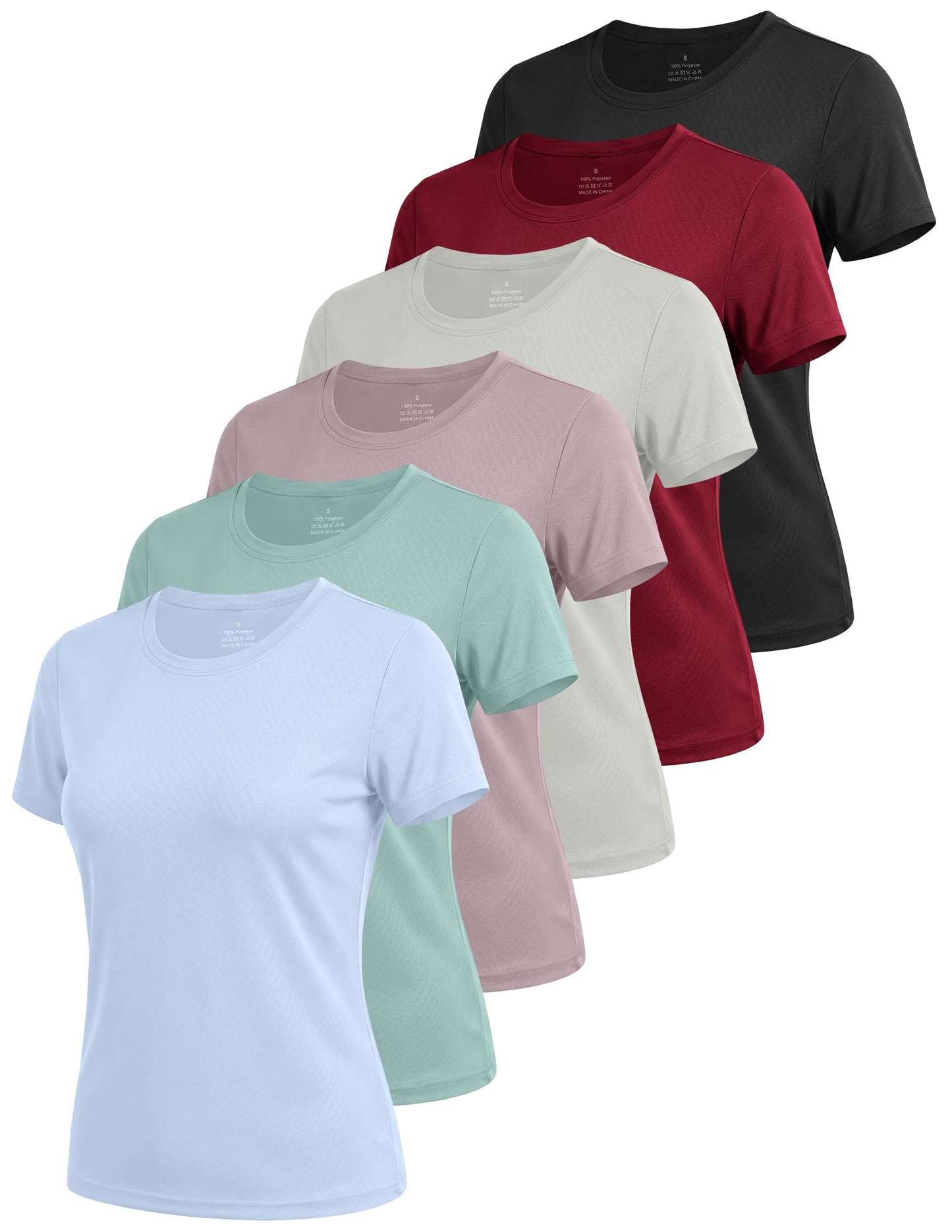 6 Pack Workout Tops for Women Short Sleeve Athletic Quick Dry T Shirts