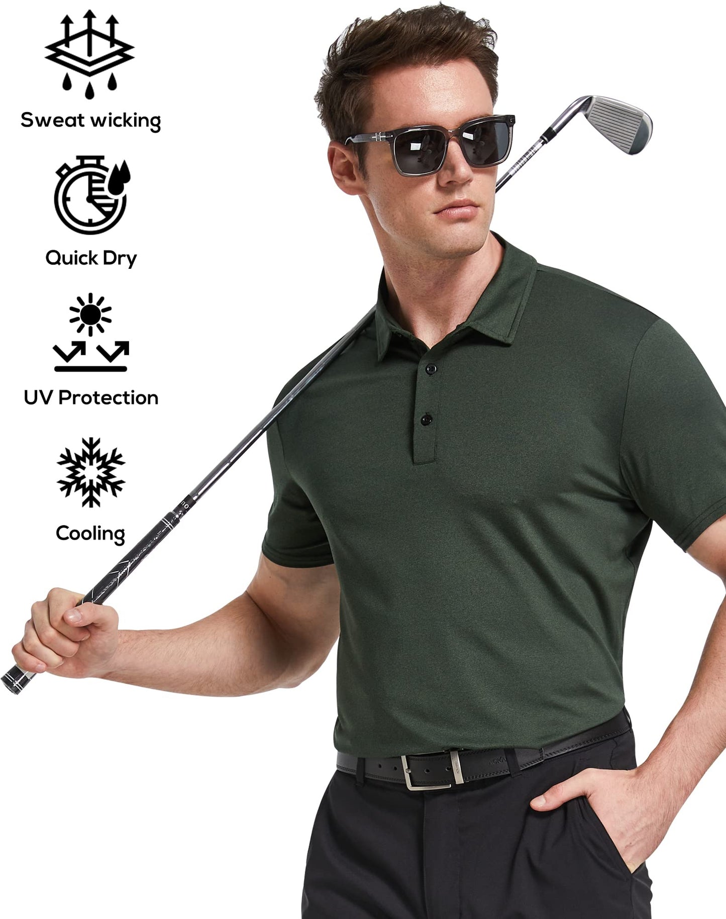 5 Pack Men's Polo Shirts Short Sleeve Golf T Shirt Performance Casual - Tennis Mindset