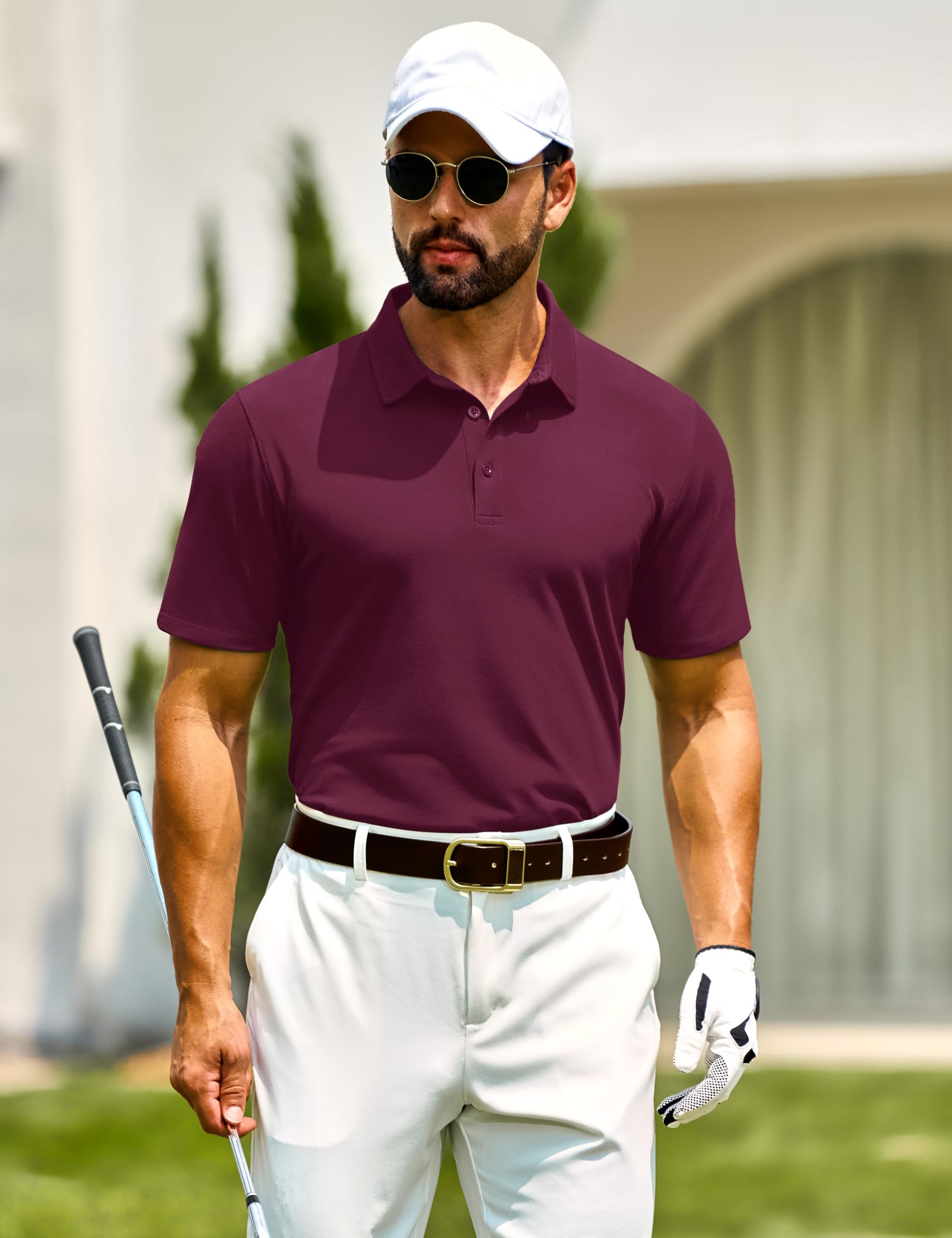 Cotrasen Men's Polo Shirts Short Sleeve Cotton Pique Classic Golf Shirts - Tennis Mindset