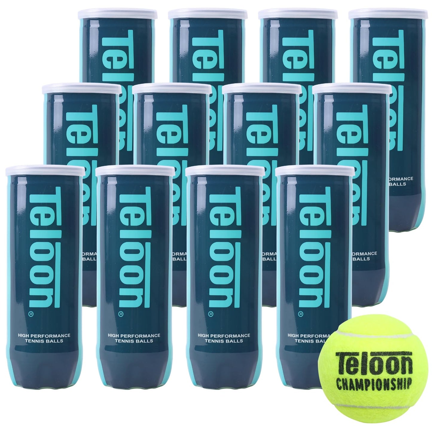 Teloon Championship Tennis Balls - Extra Duty - Regular Duty Felt Pressurized Tennis Balls