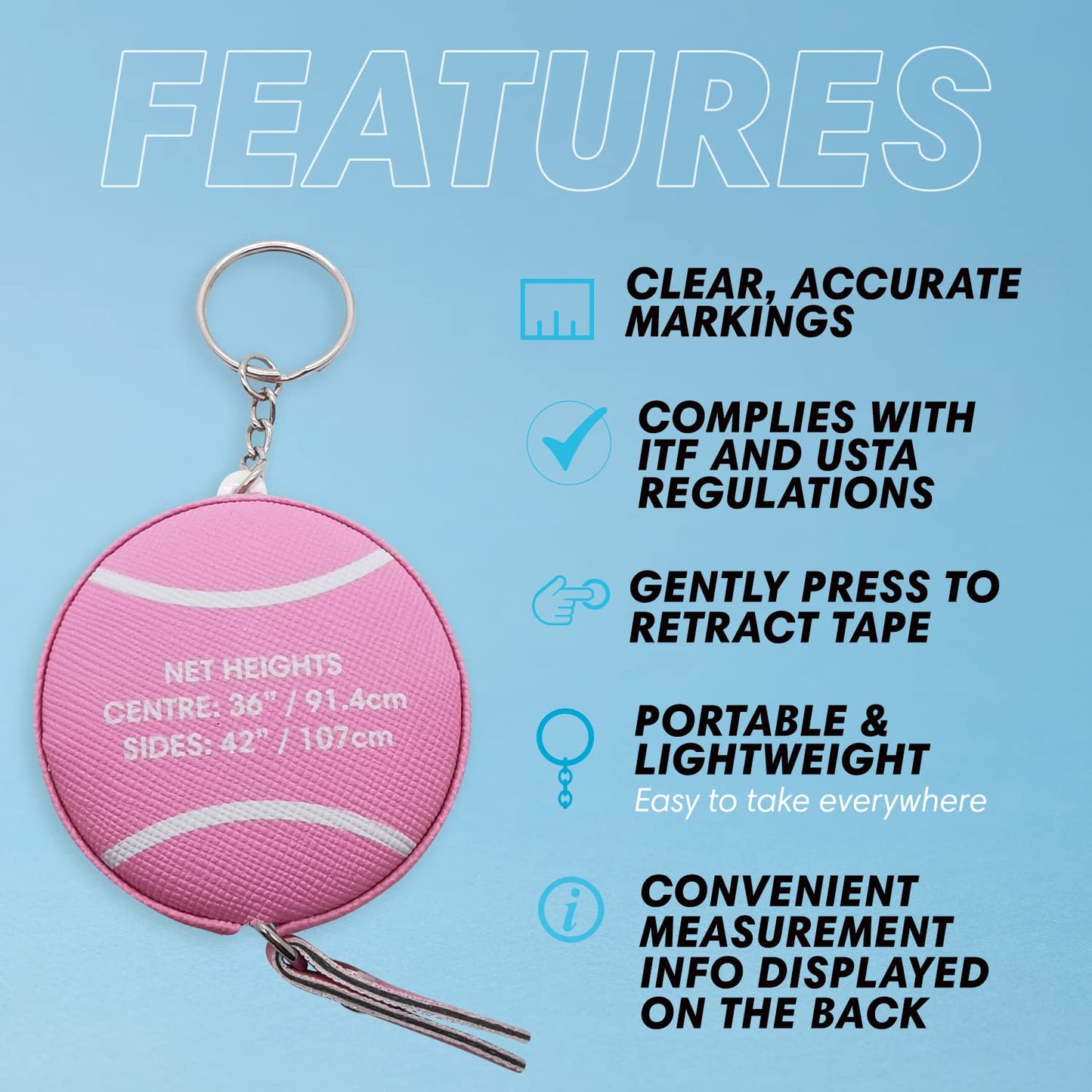 Scoring Right Net Checker Tennis Net Height Measuring Tape and Keyring - Tennis Mindset