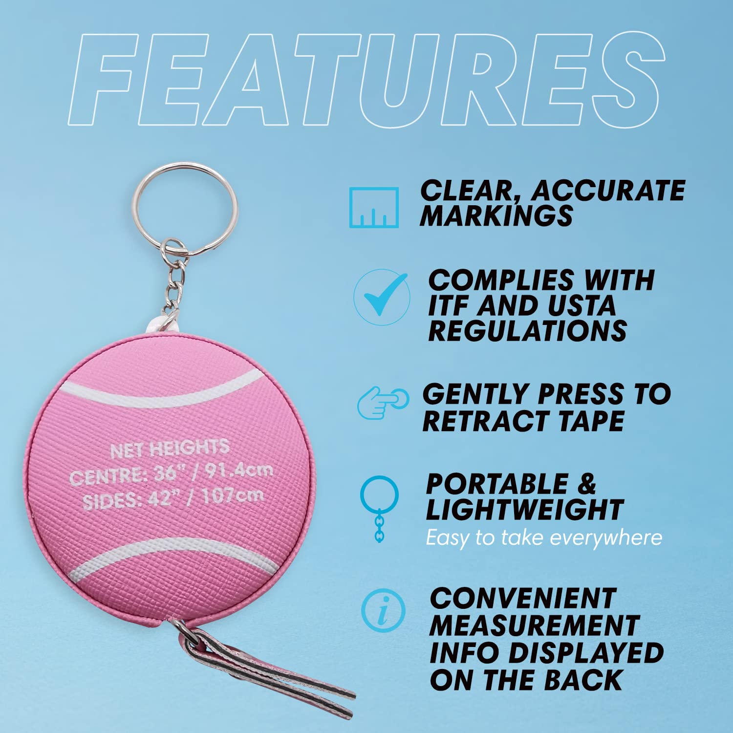 Scoring Right Net Checker Tennis Net Height Measuring Tape and Keyring - Tennis Mindset