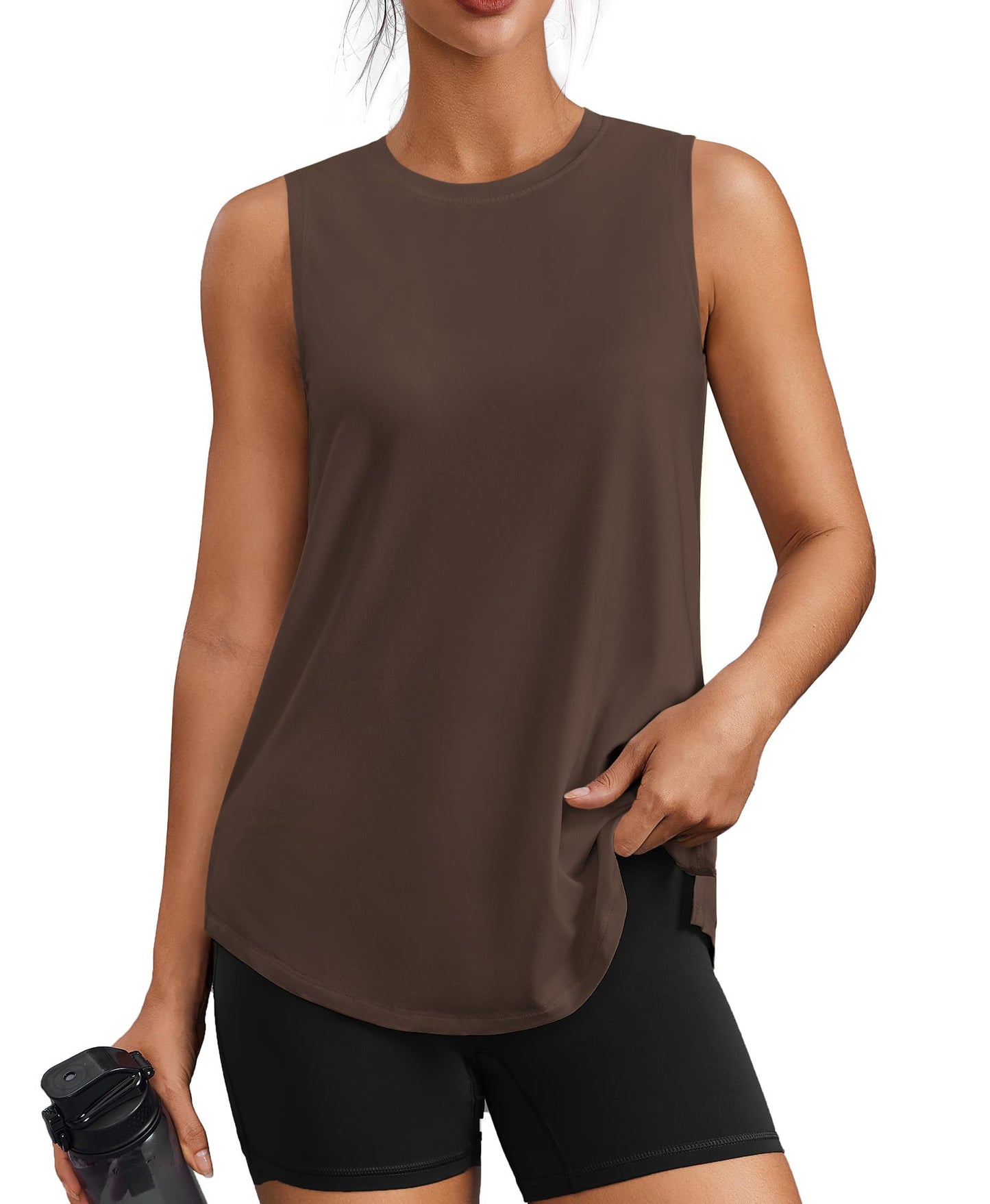 PINSPARK Workout Tank Tops for Women UPF 50+ Side Slits Athletic Gym Shirt